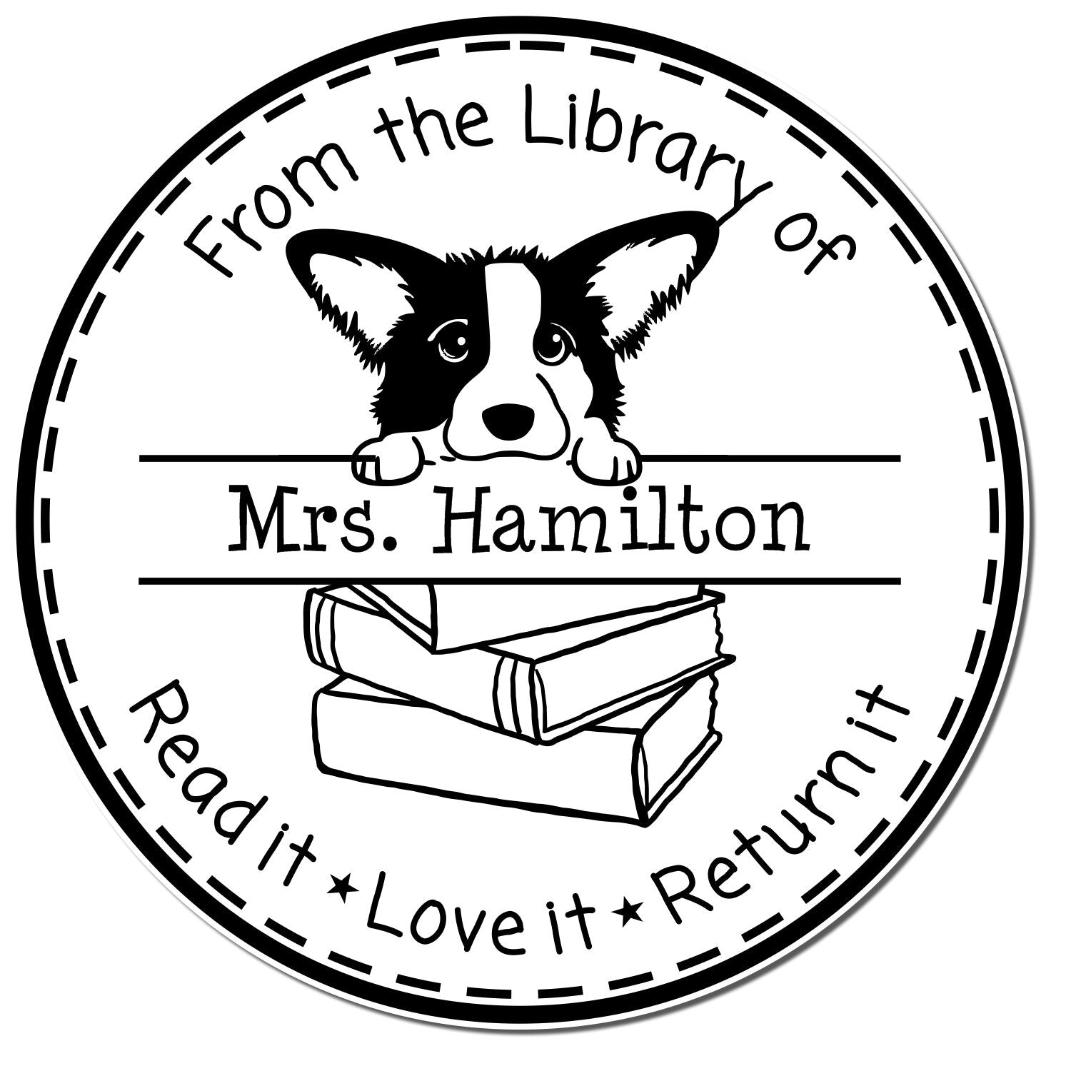 Cardigan Welsh Corgi Puppy Themed Library Book Stamp - Engineer Seal Stamps