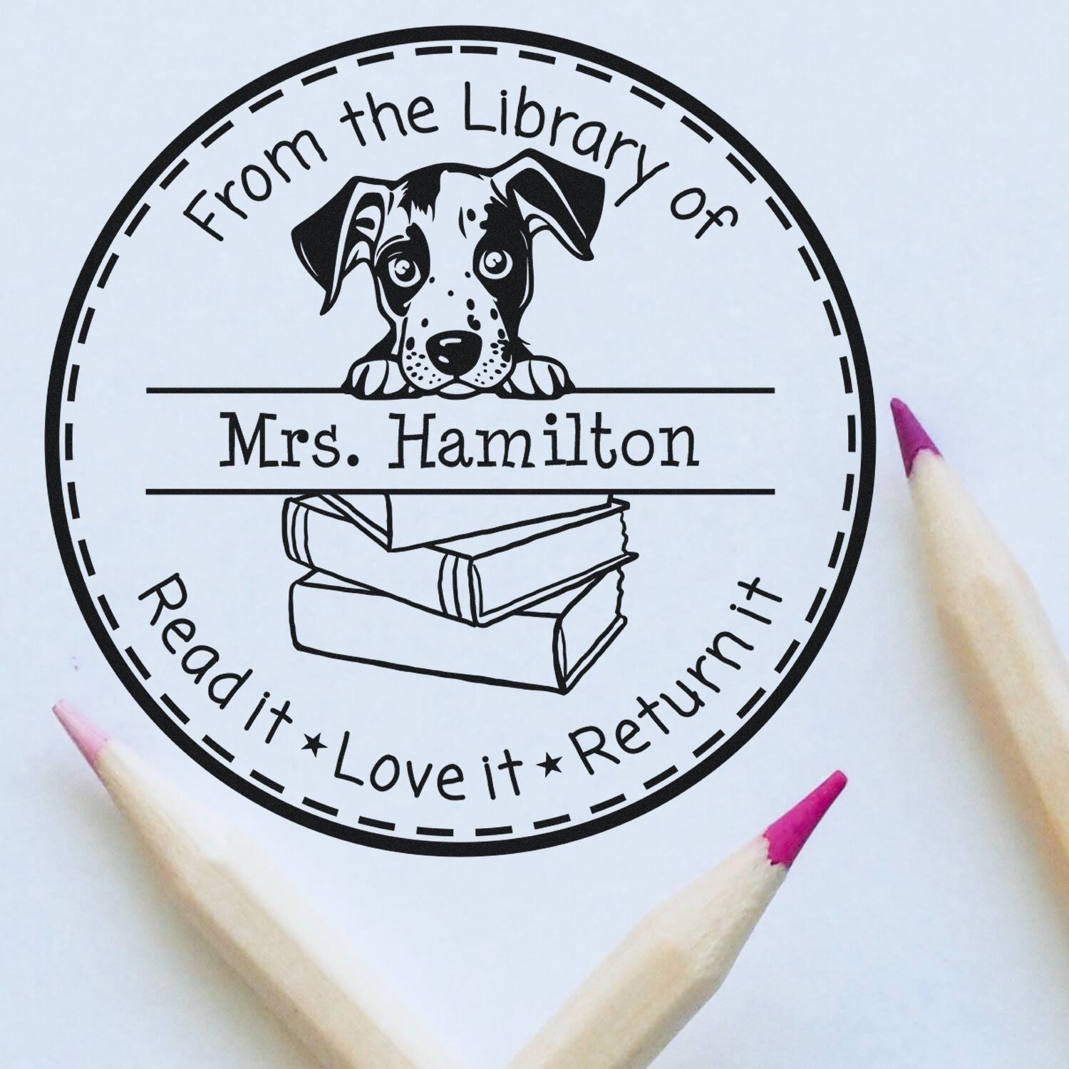 Self-Inking Catahoula Customizable Private Library Stamper - Engineer Seal Stamps