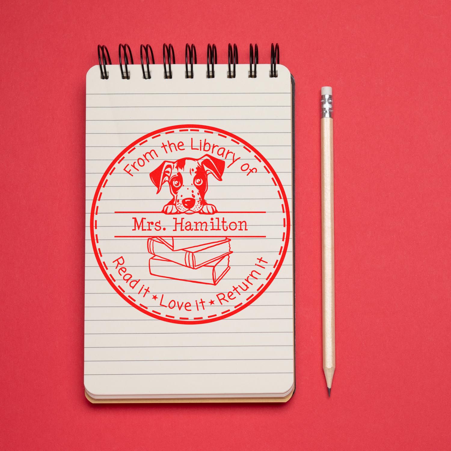 Catahoula Puppy Themed Librarian Stamper - Engineer Seal Stamps