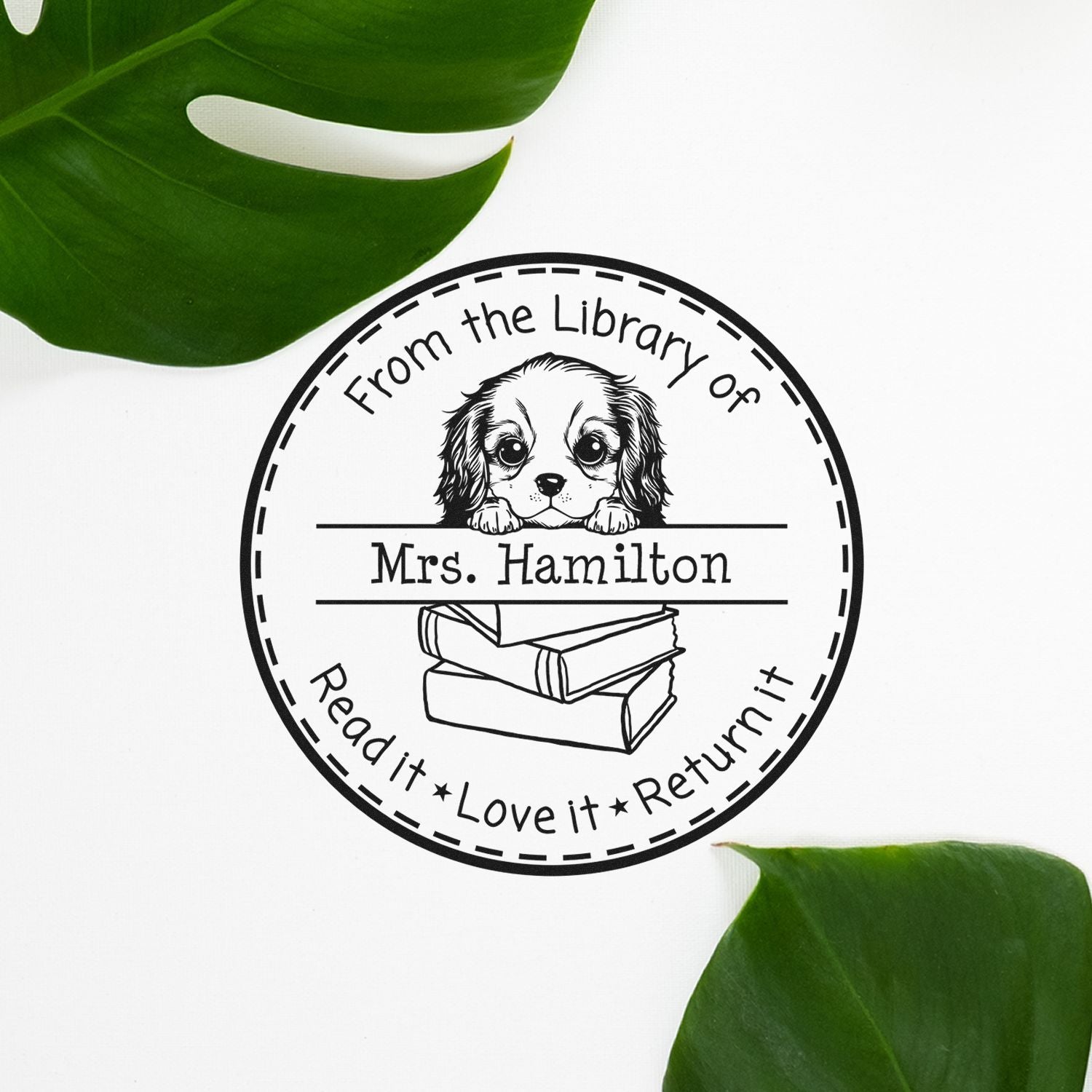 Cavalier King Charles Spaniel Customized Private Library Stamp - Engineer Seal Stamps