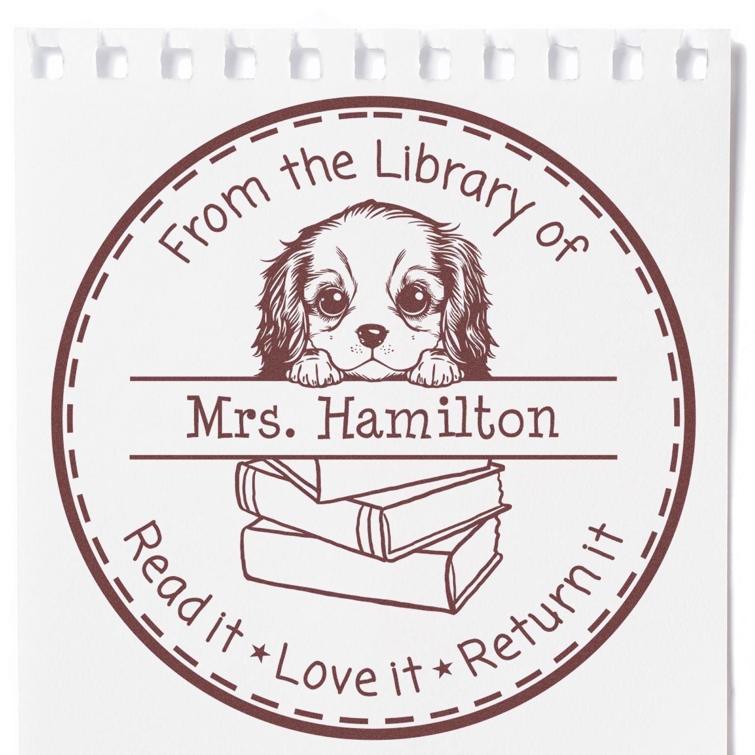 Cavalier King Charles Spaniel Puppy Themed Librarian Stamp - Engineer Seal Stamps