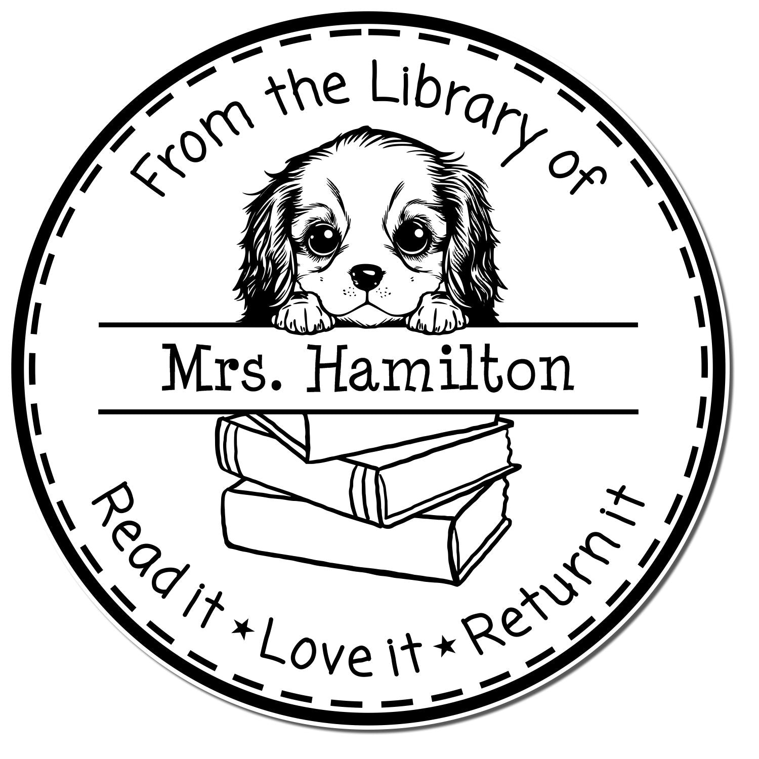 Cavalier King Charles Spaniel Customized Private Library Stamp - Engineer Seal Stamps