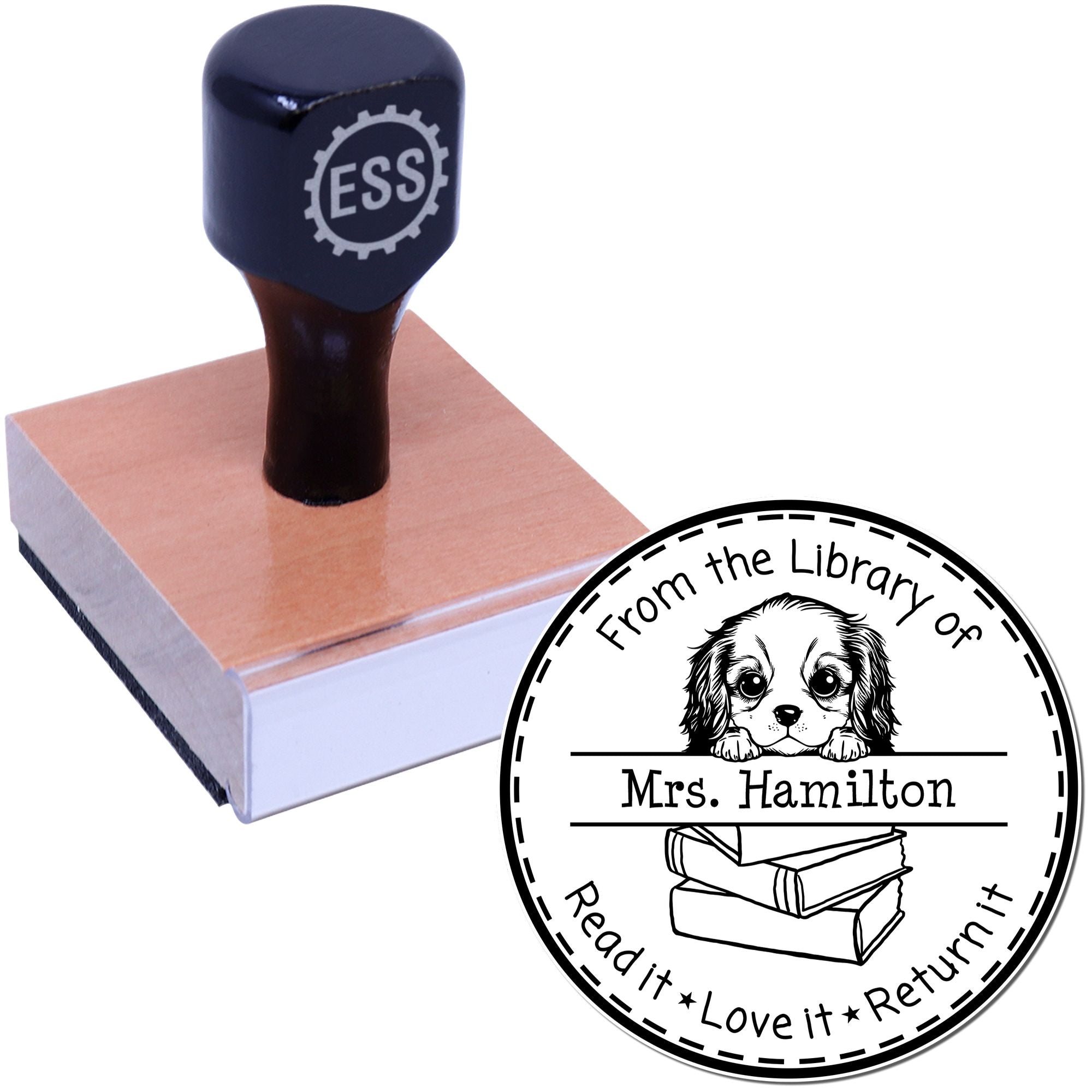 Cavalier King Charles Spaniel Customized Private Library Stamp