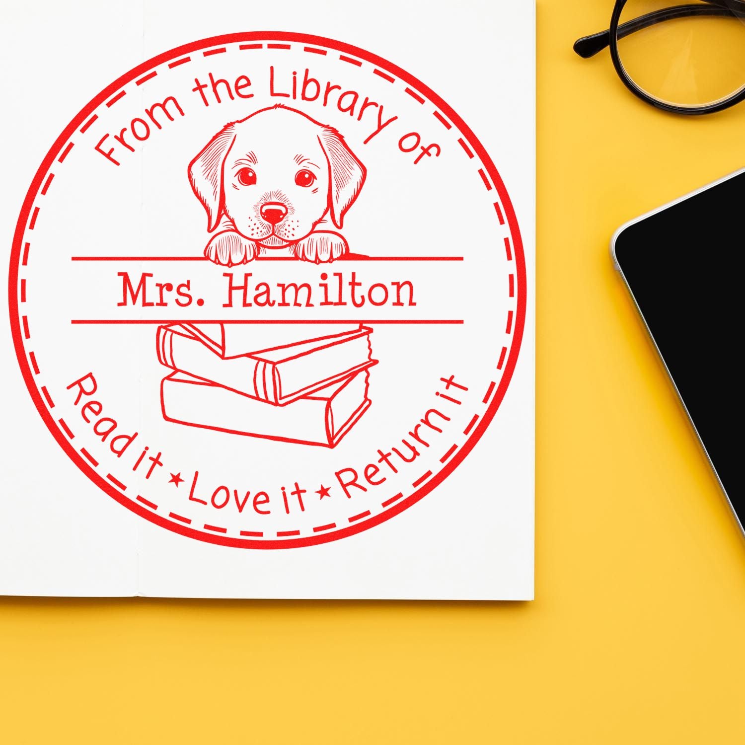 Chesapeake Bay Retriever Customized Library Name Stamper