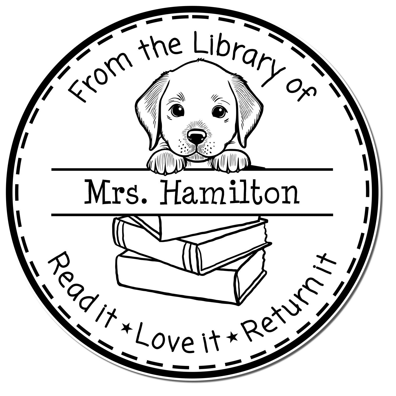 Self-Inking Chesapeake Bay Retriever Customizable Library Name Stamper - Engineer Seal Stamps