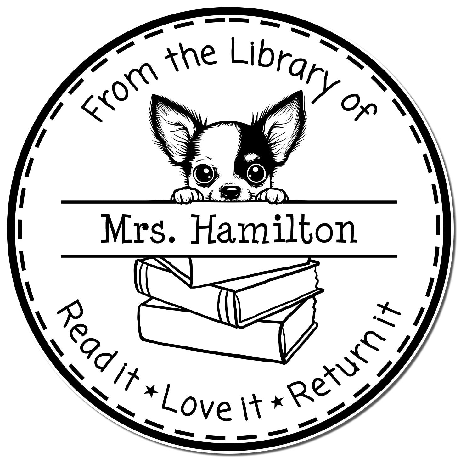 Chihuahua Custom Library Name Stamp - Engineer Seal Stamps