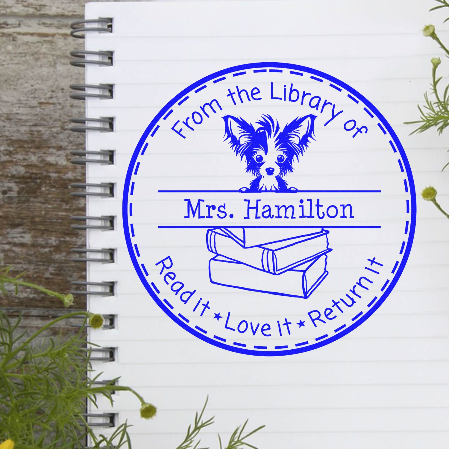 Self-Inking Chinese Crested Customizable Library Book Stamper - Engineer Seal Stamps