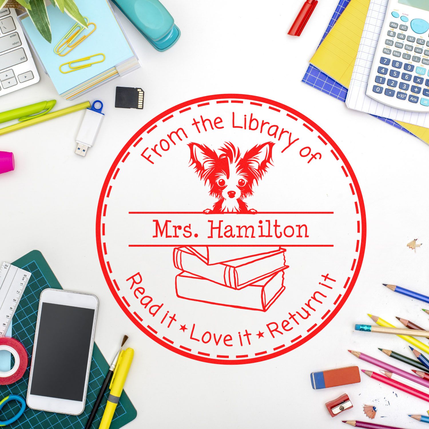 Chinese Crested Puppy Themed Homework Hero Stamper - Engineer Seal Stamps