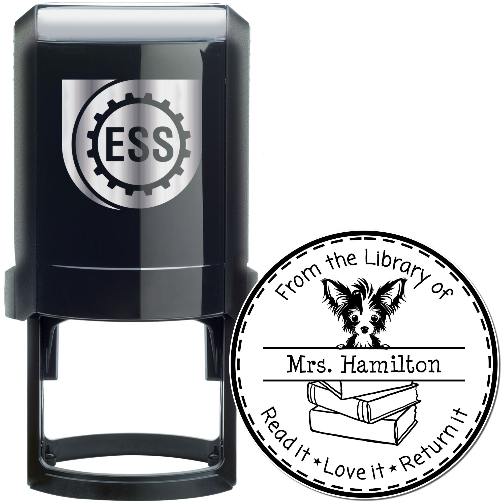 Self-Inking Chinese Crested Customizable Library Book Stamper - Engineer Seal Stamps