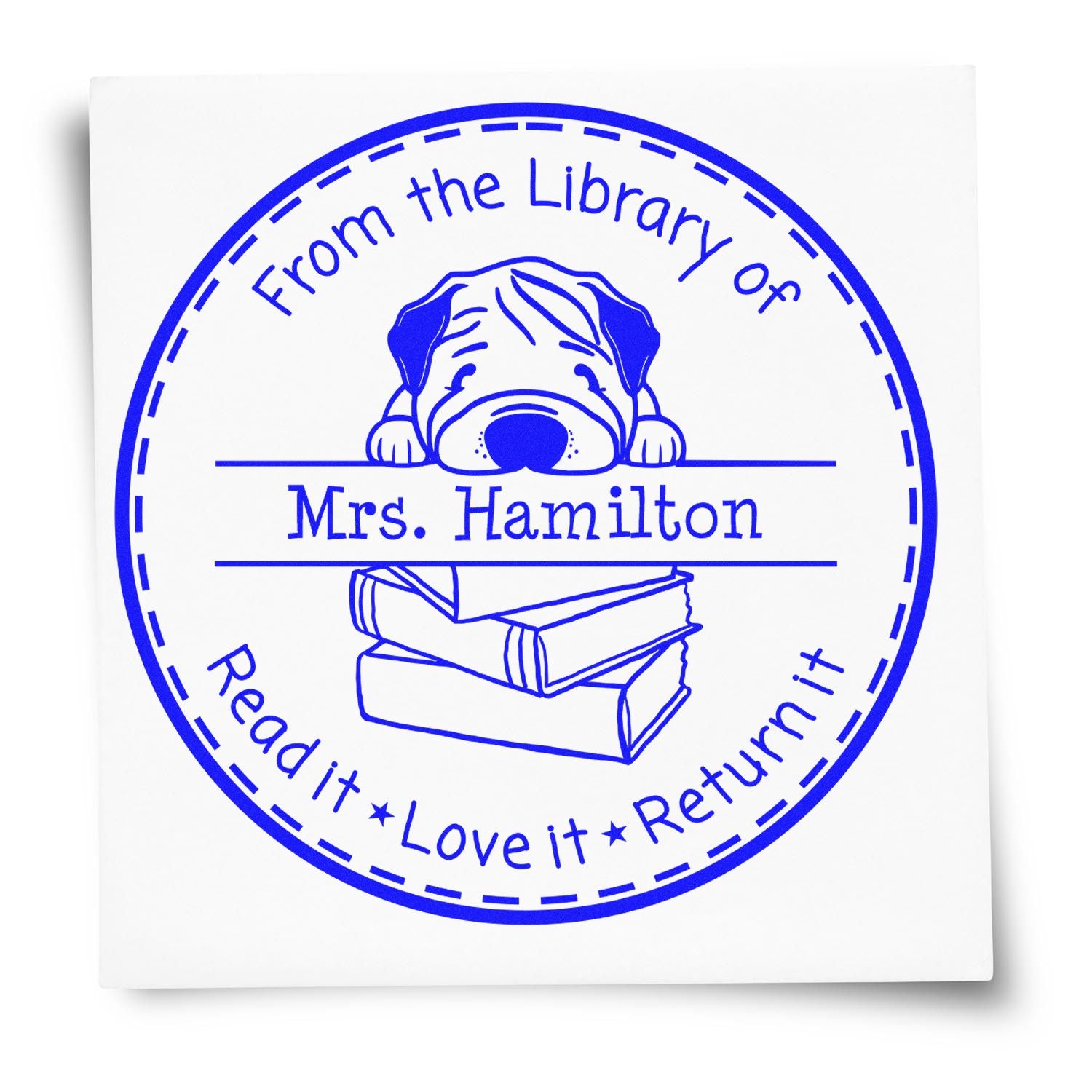 Self-Inking Chinese Shar Pei Customizable Library Book Stamp - Engineer Seal Stamps