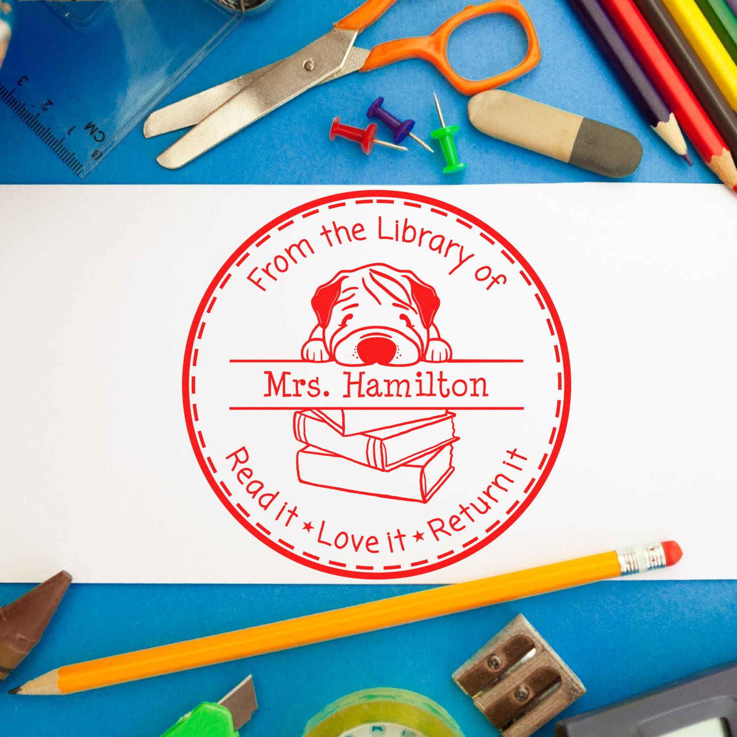 Chinese Shar Pei Custom Library Book Stamp - Engineer Seal Stamps