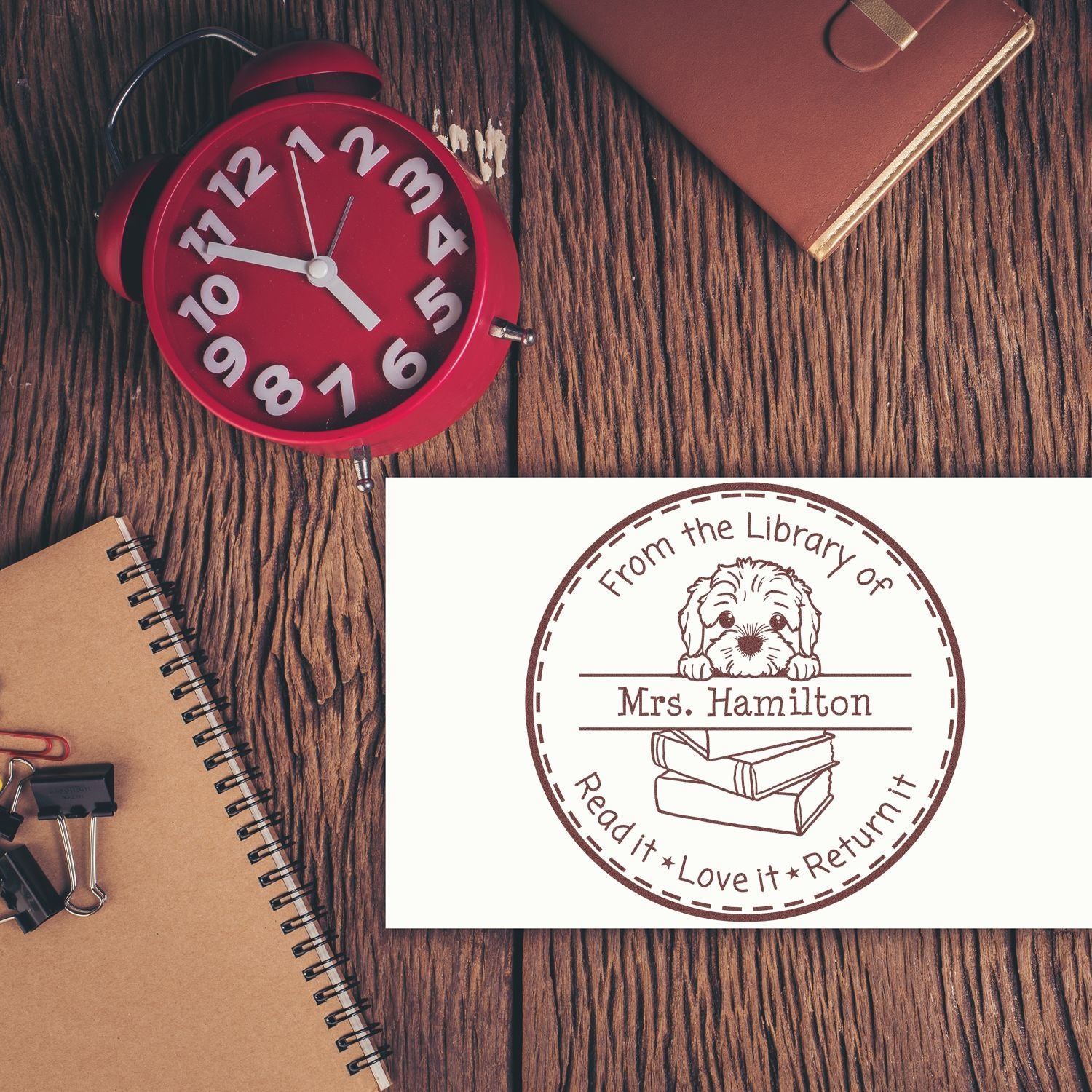 Cockapoo Puppy Themed Home Library Stamp - Engineer Seal Stamps