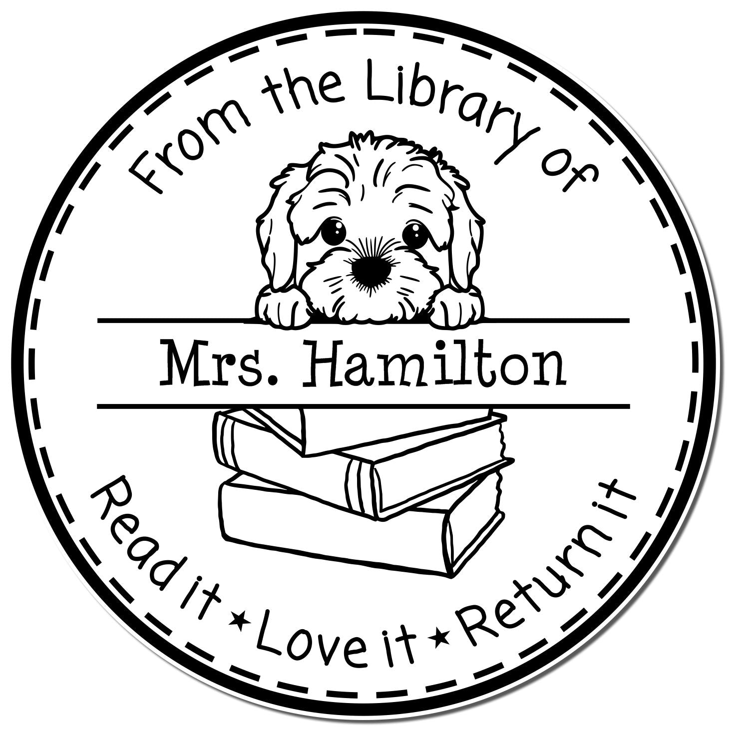 Self-Inking Cockapoo Customizable Librarian Stamp - Engineer Seal Stamps