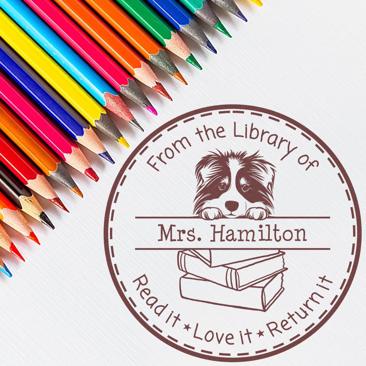 Collie Puppy Themed From The Classroom Of Stamp - Engineer Seal Stamps