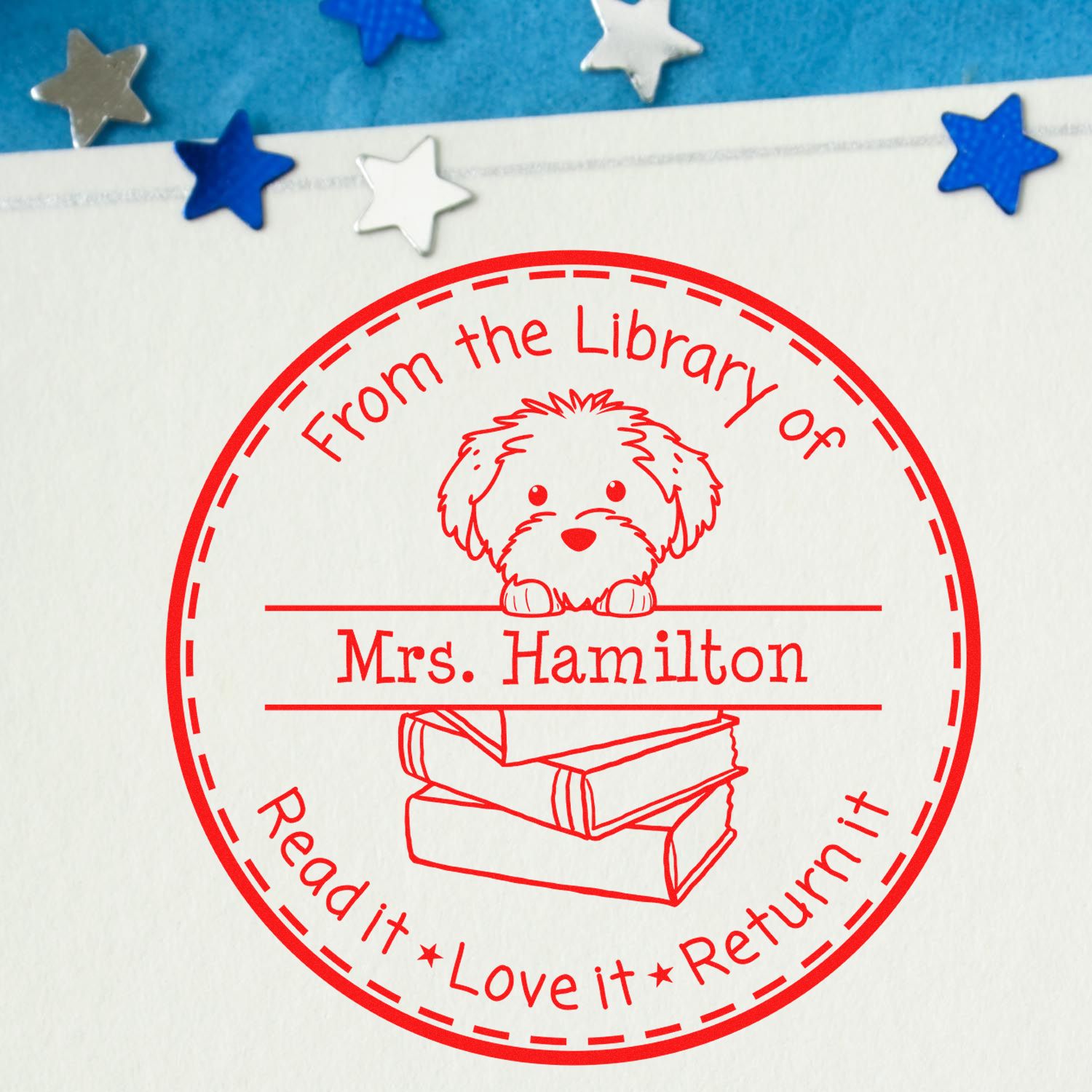 Self-Inking Cotton De Tulear Customizable Homework Hero Stamp - Engineer Seal Stamps