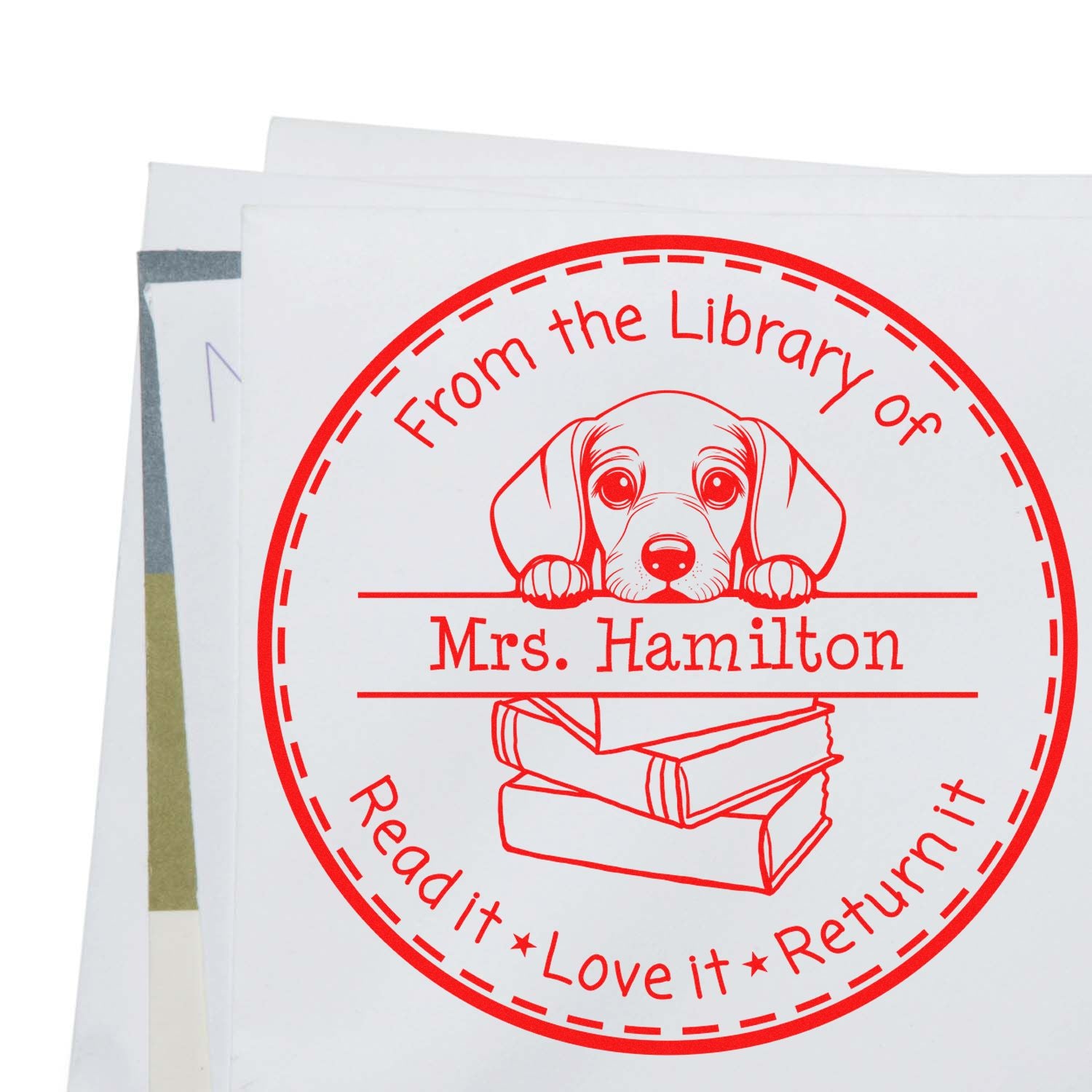 Self-Inking Dachshund Customizable Home Library Stamper - Engineer Seal Stamps