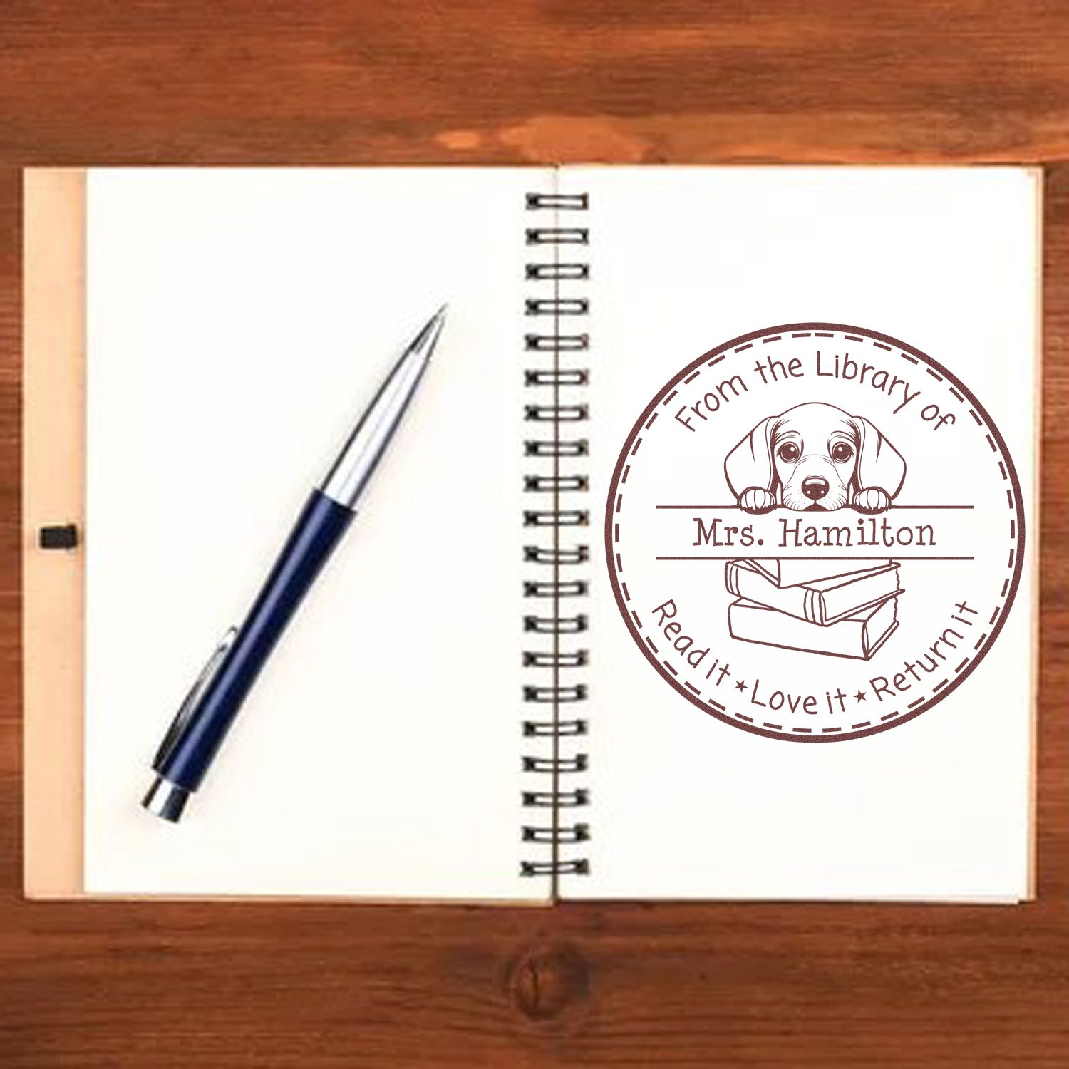 Dachshund Customized Home Library Stamper - Engineer Seal Stamps