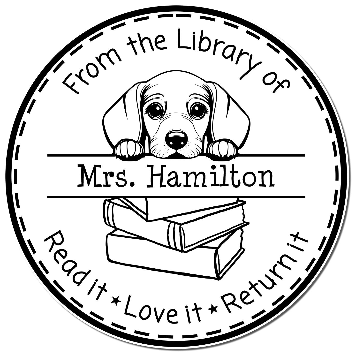 Self-Inking Dachshund Customizable Home Library Stamper - Engineer Seal Stamps