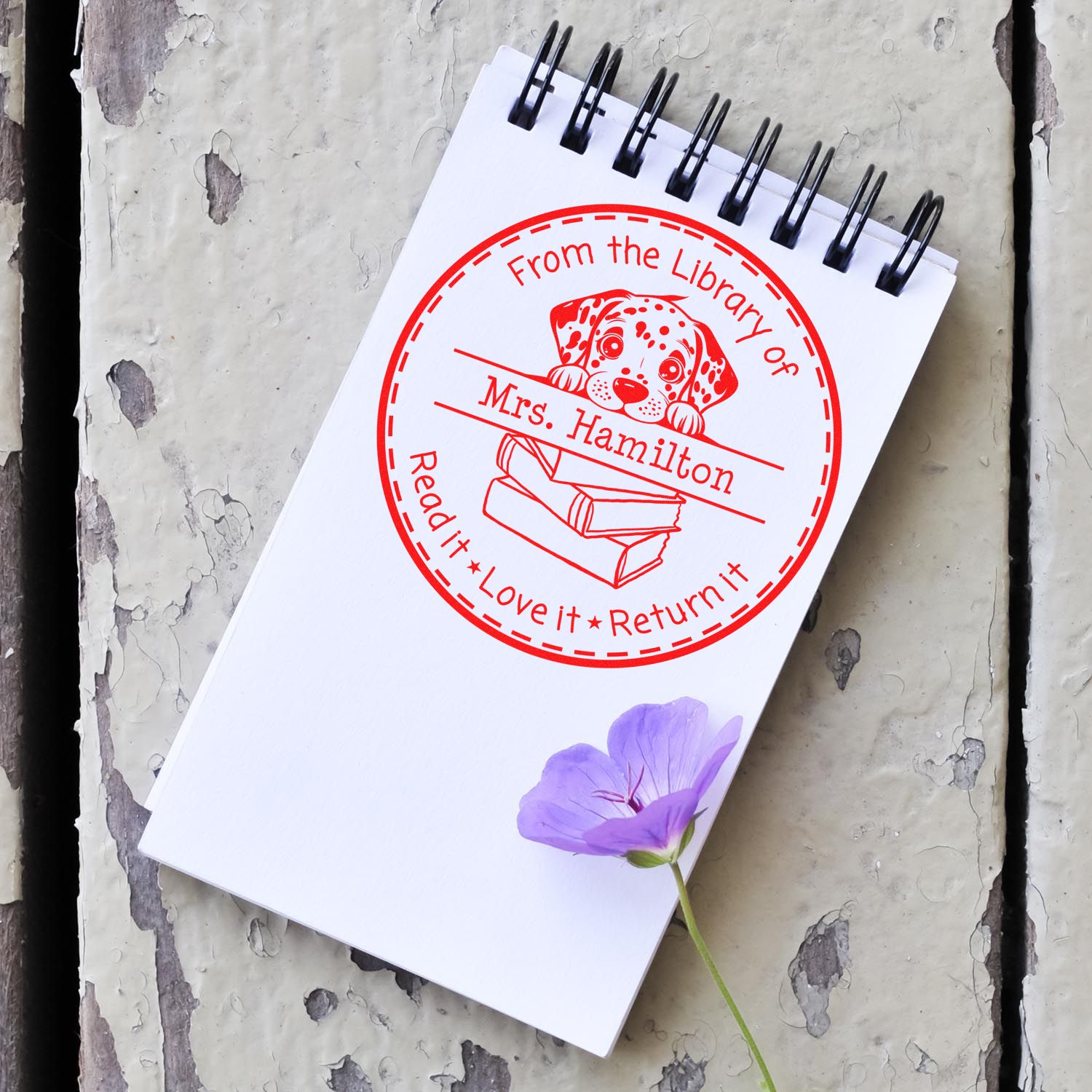Self-Inking Dalmatian Customizable Home Library Stamp - Engineer Seal Stamps