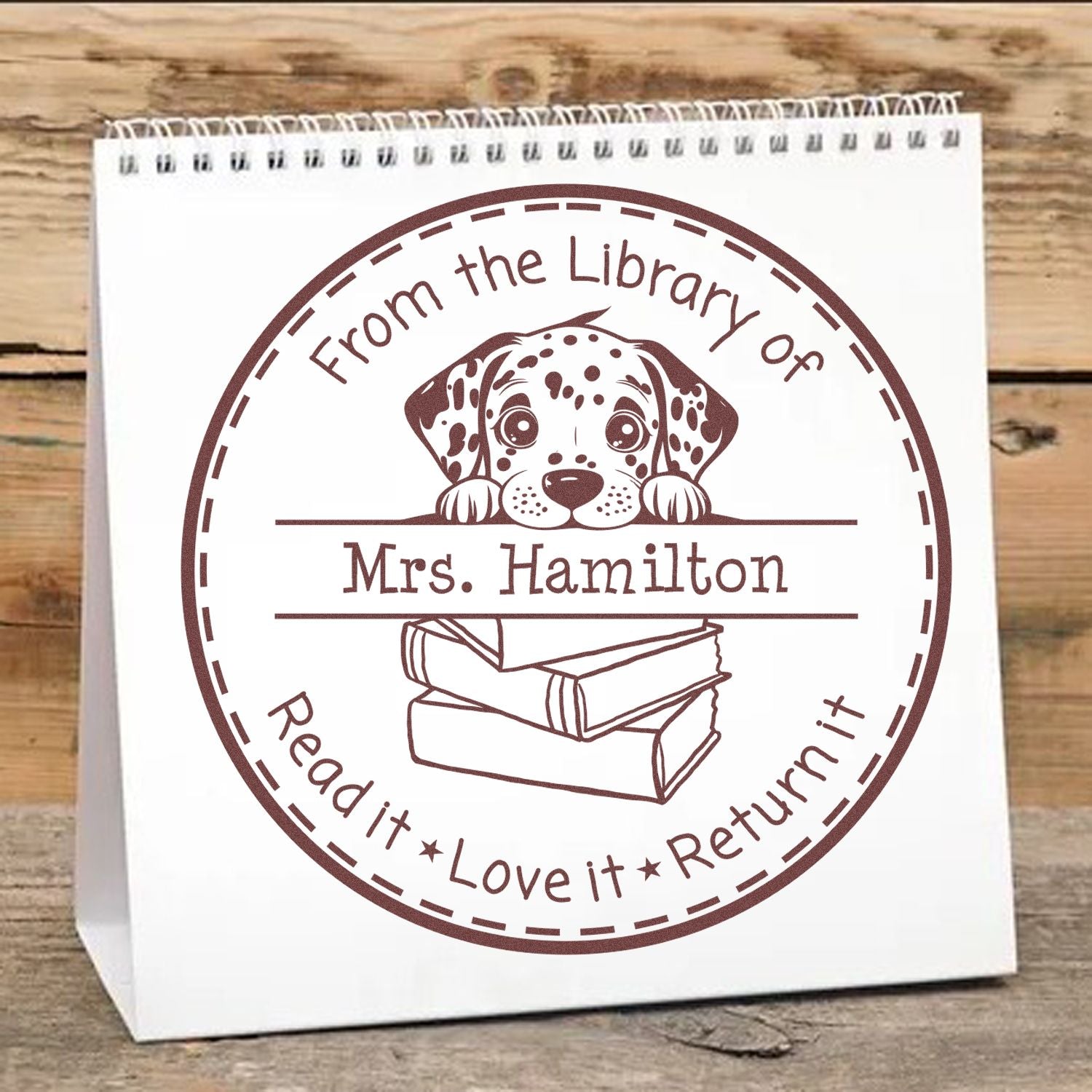 Adorable Dalmatian Custom Home Library Stamp - Engineer Seal Stamps