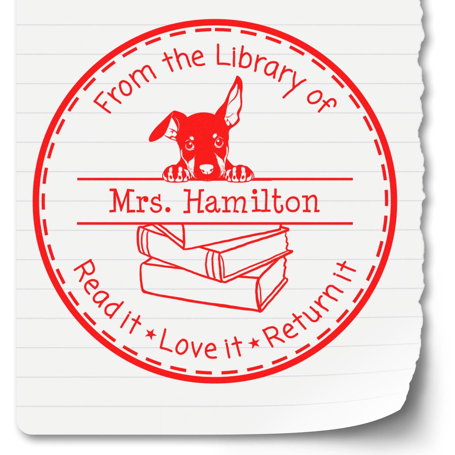 Adorable Doberman Pinscher Custom From The Classroom Of Stamper - Engineer Seal Stamps