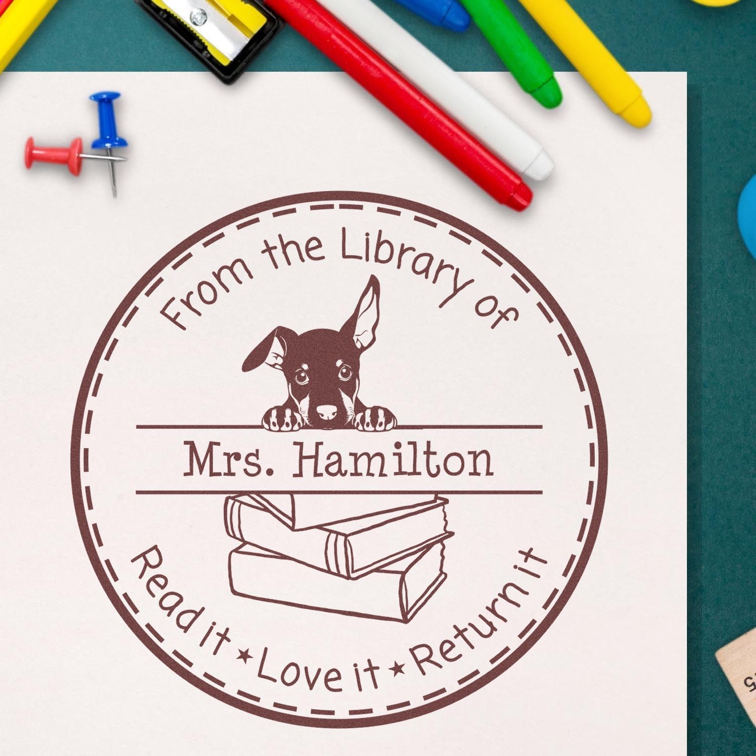 Self-Inking Doberman Pinscher Customizable From The Classroom Of Stamper - Engineer Seal Stamps