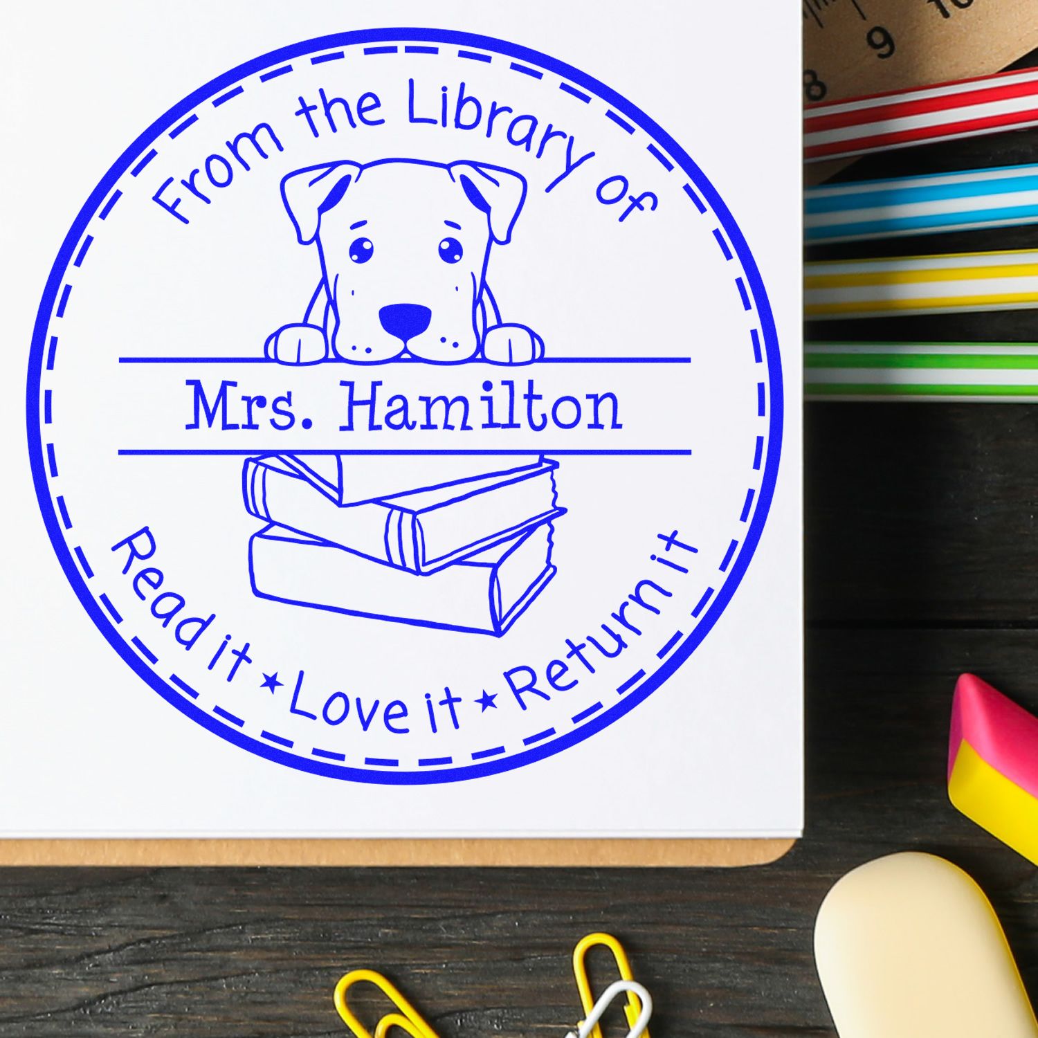 Self-Inking Dogo Argentino Customizable From The Classroom Of Stamp - Engineer Seal Stamps