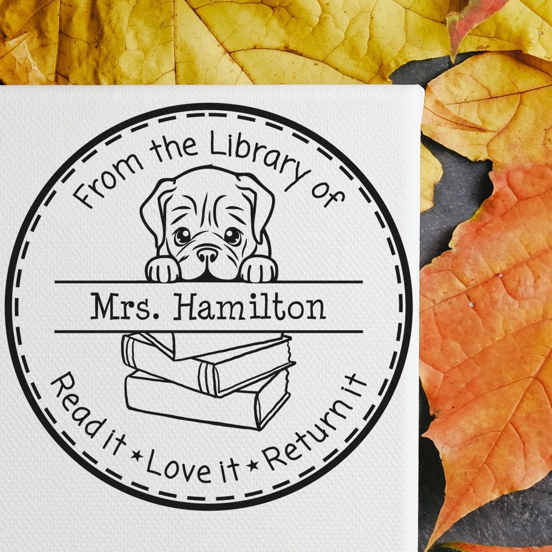 Adorable Dogue De Bordeaux Custom For Library Books Stamper - Engineer Seal Stamps
