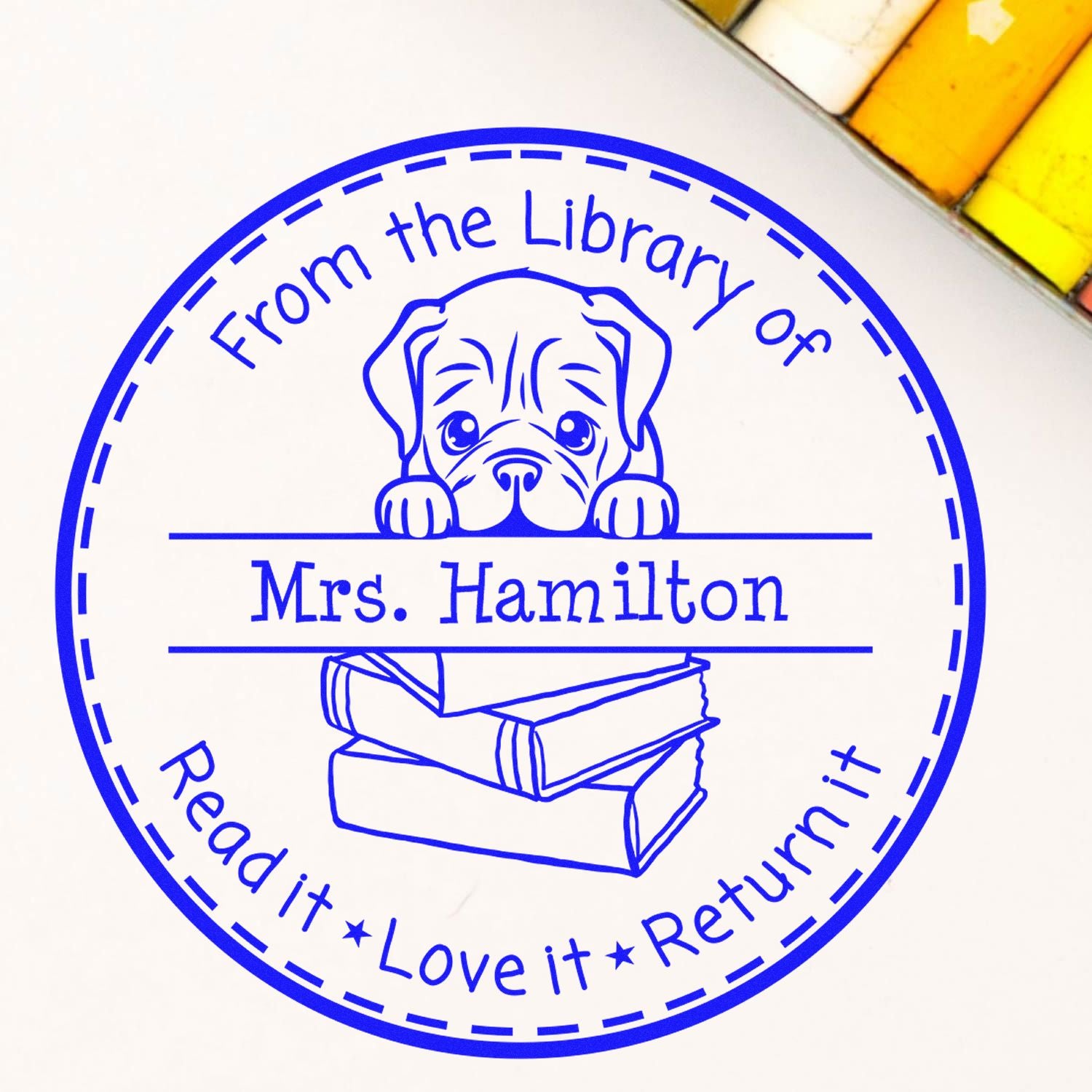 Self-Inking Dogue De Bordeaux Customizable For Library Books Stamper - Engineer Seal Stamps