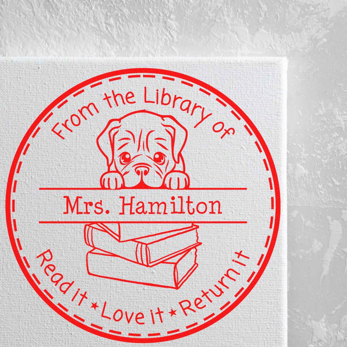 Adorable Dogue De Bordeaux Custom For Library Books Stamper - Engineer Seal Stamps