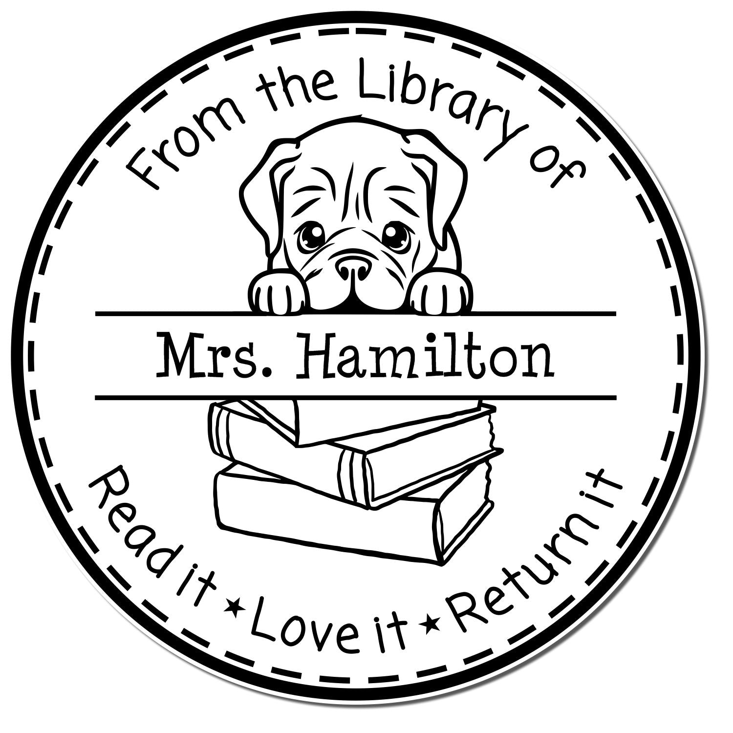 Self-Inking Dogue De Bordeaux Customizable For Library Books Stamper - Engineer Seal Stamps