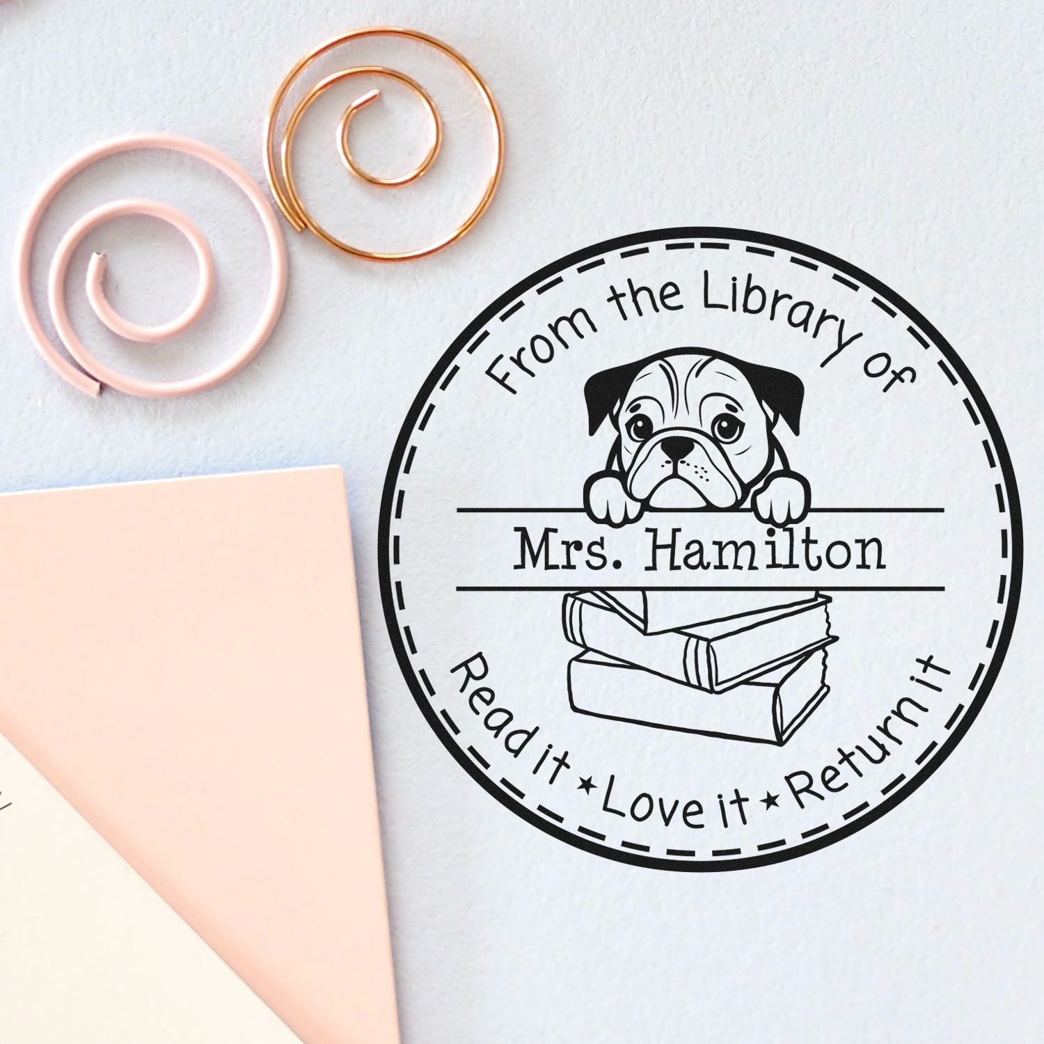 English Bulldog Puppy Themed Classroom Leader Stamp - Engineer Seal Stamps