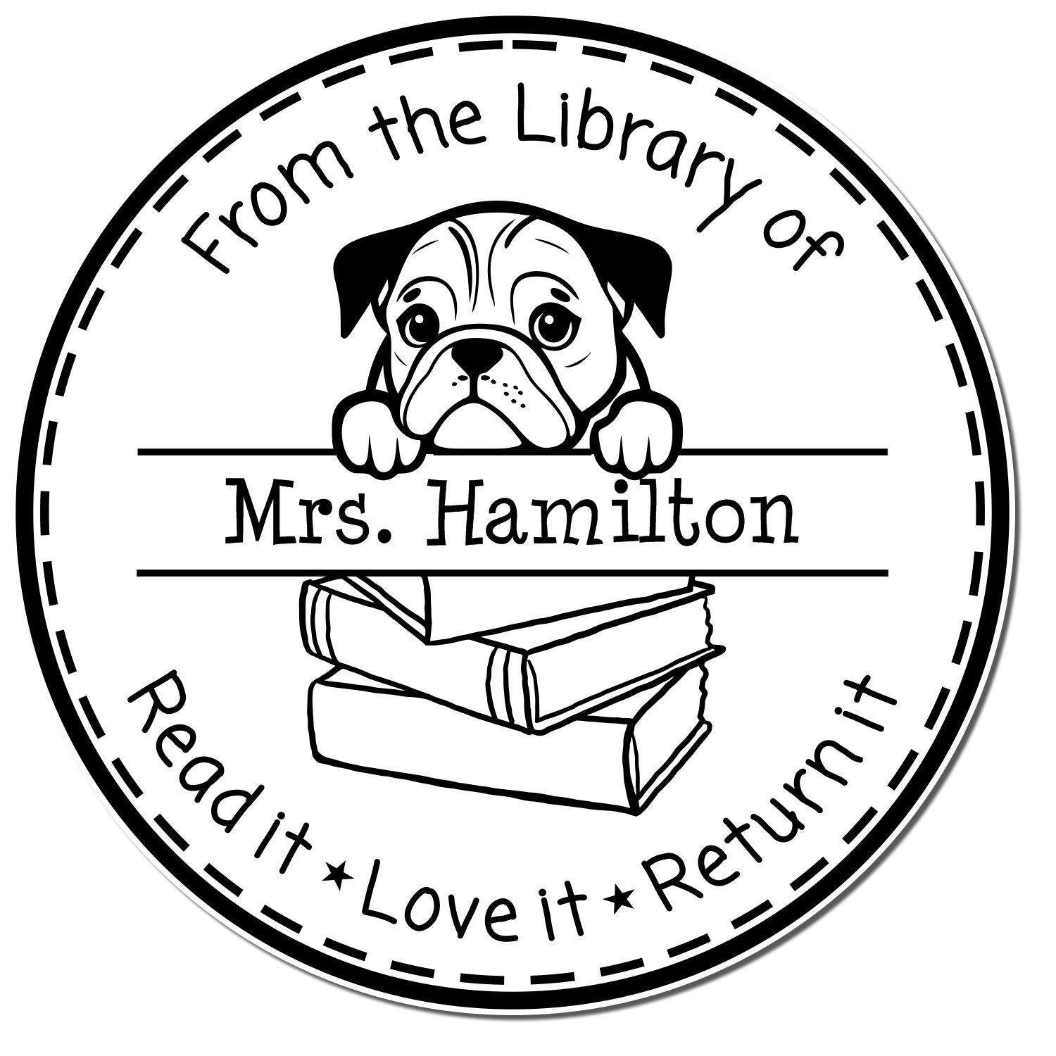 Self-Inking English Bulldog Customizable For Library Books Stamp - Engineer Seal Stamps