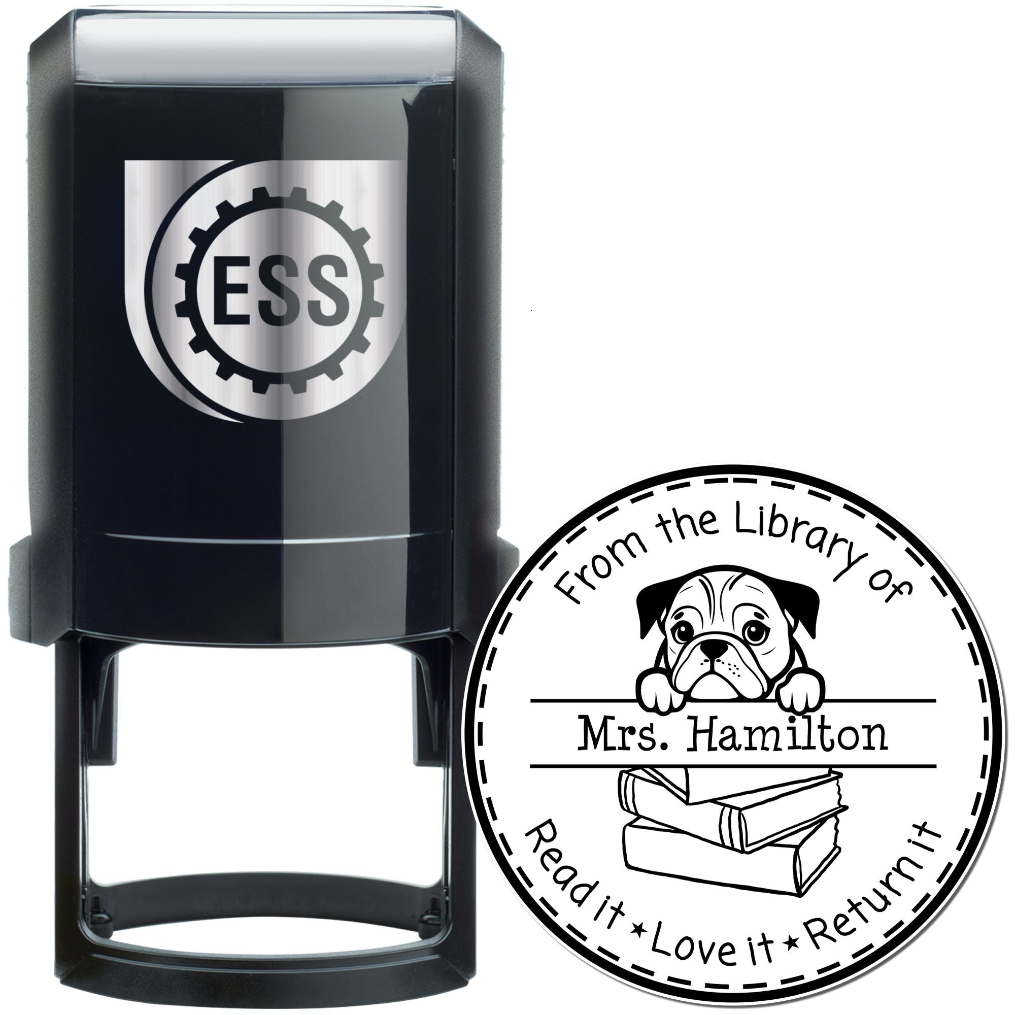 Self-Inking English Bulldog Customizable For Library Books Stamp - Engineer Seal Stamps