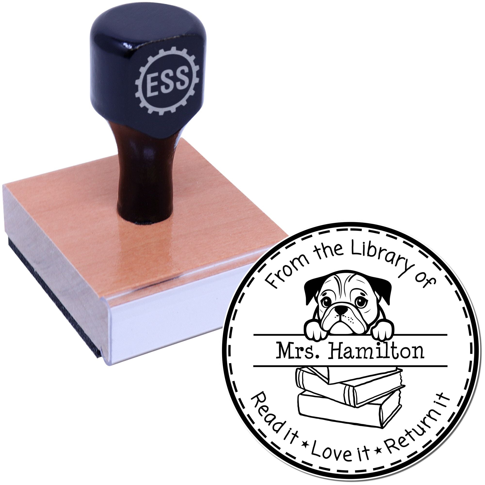 English Bulldog Customized For Library Books Stamp