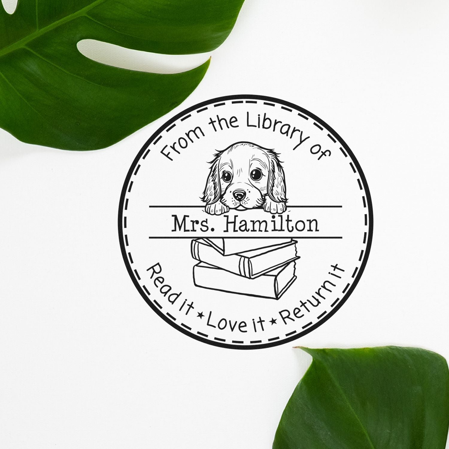 Self-Inking English Cocker Spaniel Customizable Educators Stamper - Engineer Seal Stamps