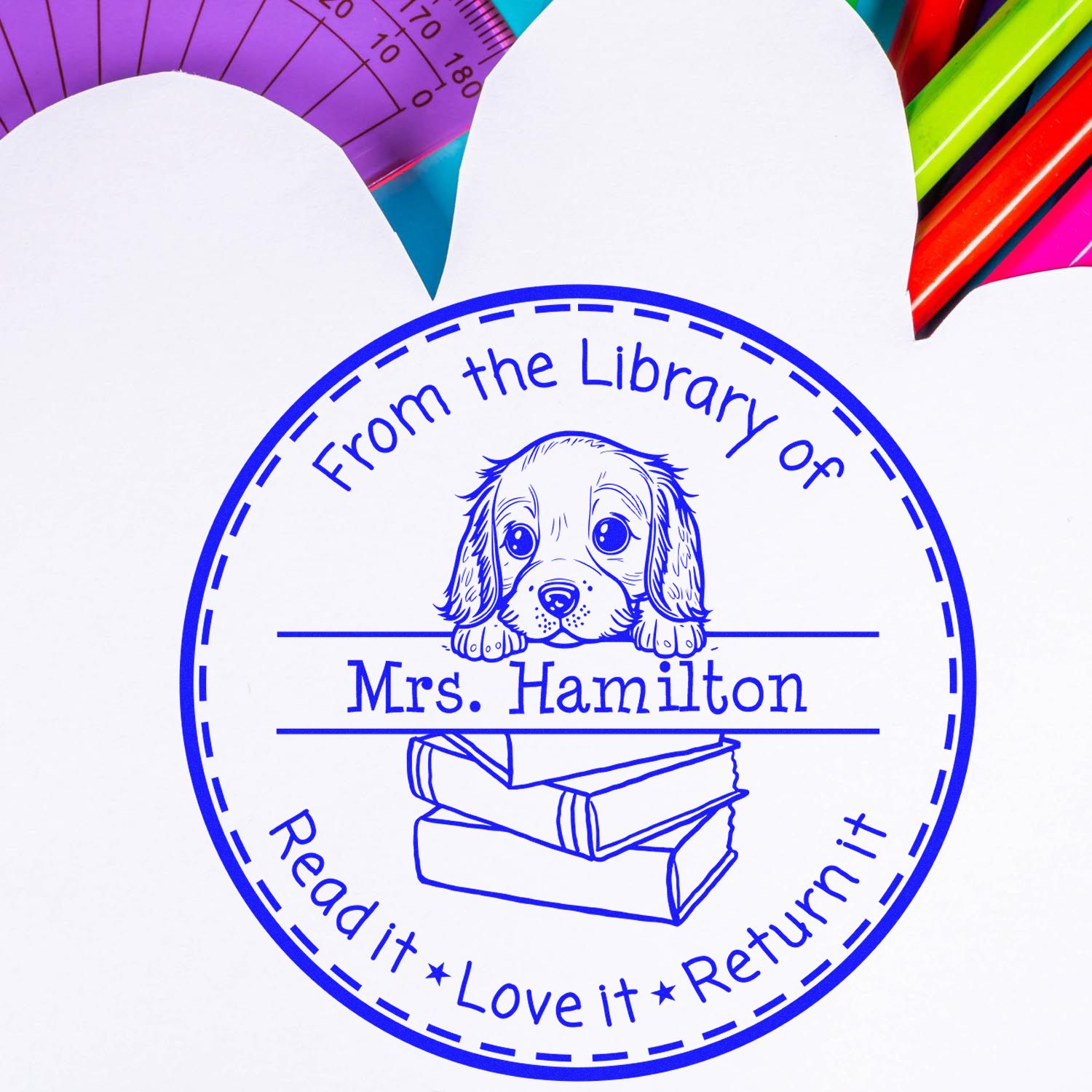 English Cocker Spaniel Customized Educators Stamper - Engineer Seal Stamps