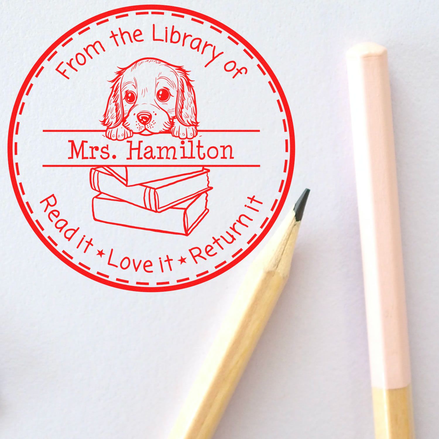 Self-Inking English Cocker Spaniel Customizable Educators Stamper - Engineer Seal Stamps