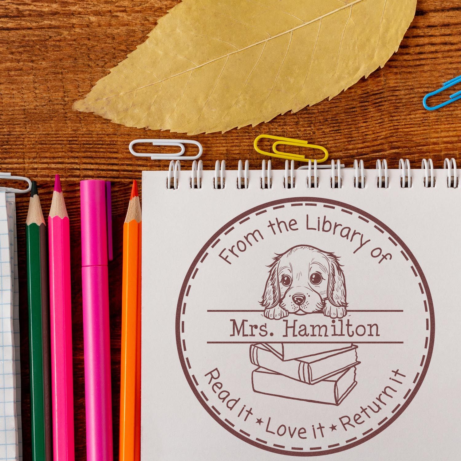 Adorable English Cocker Spaniel Custom Educators Stamper - Engineer Seal Stamps