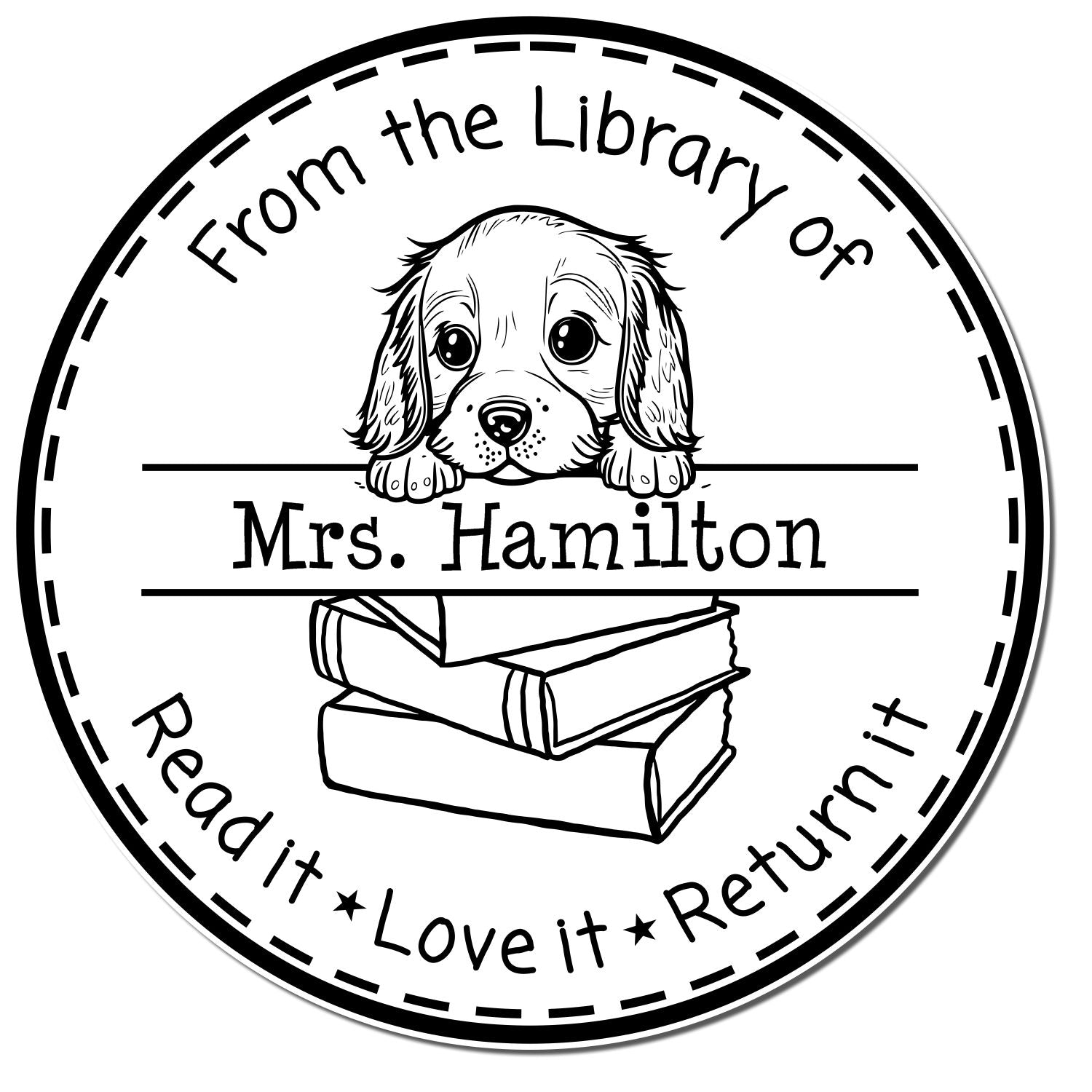 Self-Inking English Cocker Spaniel Customizable Educators Stamper - Engineer Seal Stamps