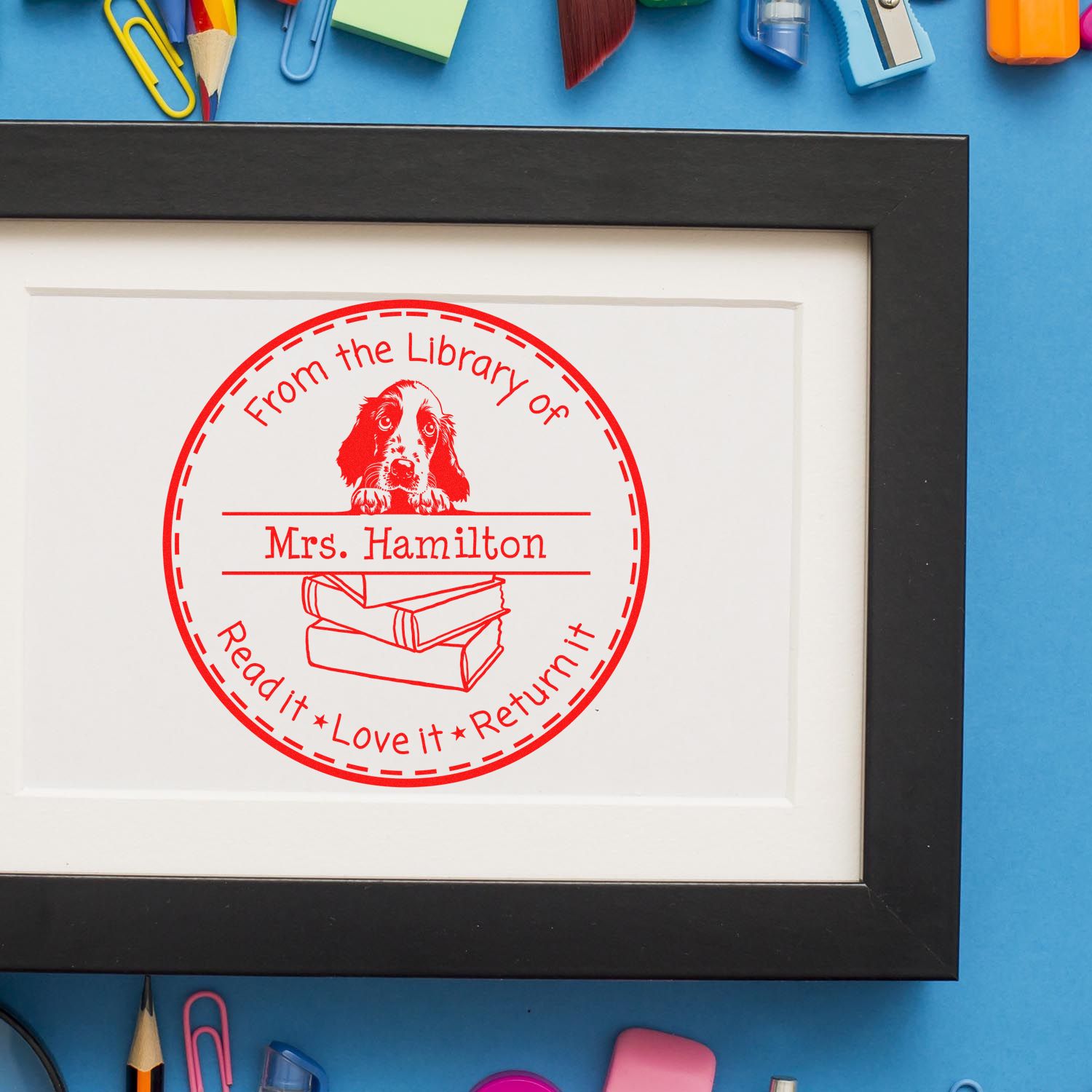 Adorable English Setter Custom Educators Stamp - Engineer Seal Stamps