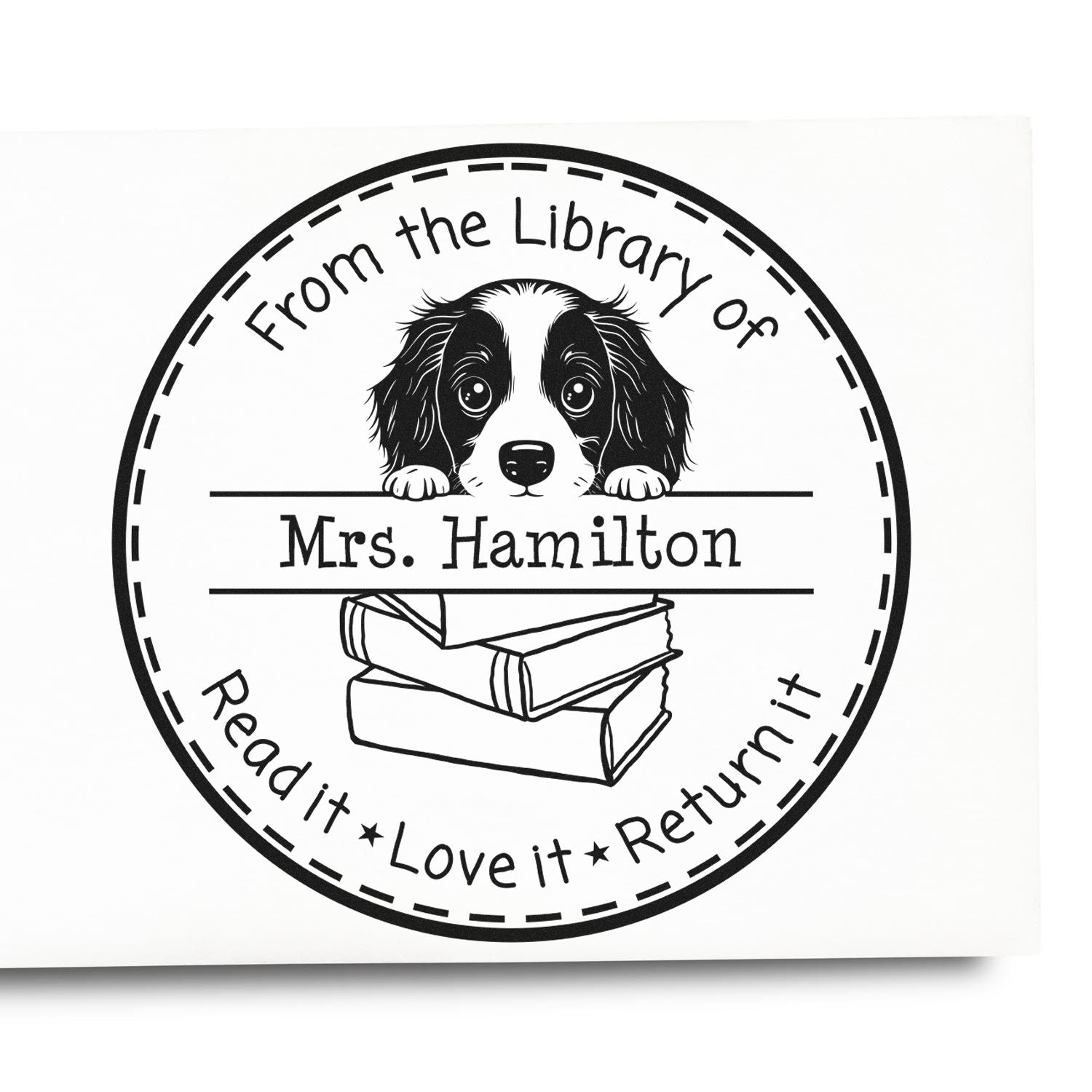 English Springer Spaniel Puppy Themed Book Return Stamper - Engineer Seal Stamps