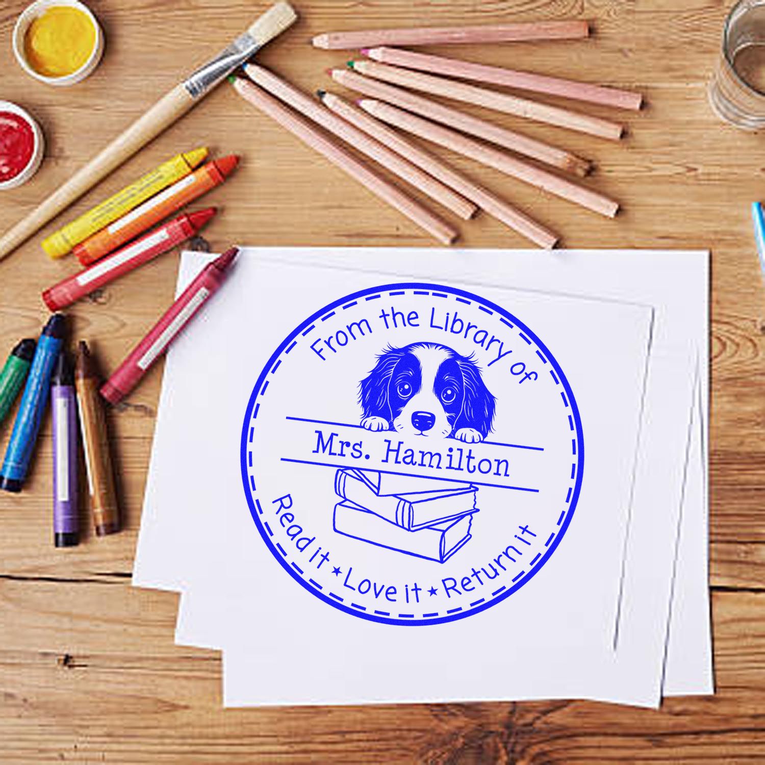 Self-Inking English Springer Spaniel Customizable Classroom Of Stamper - Engineer Seal Stamps