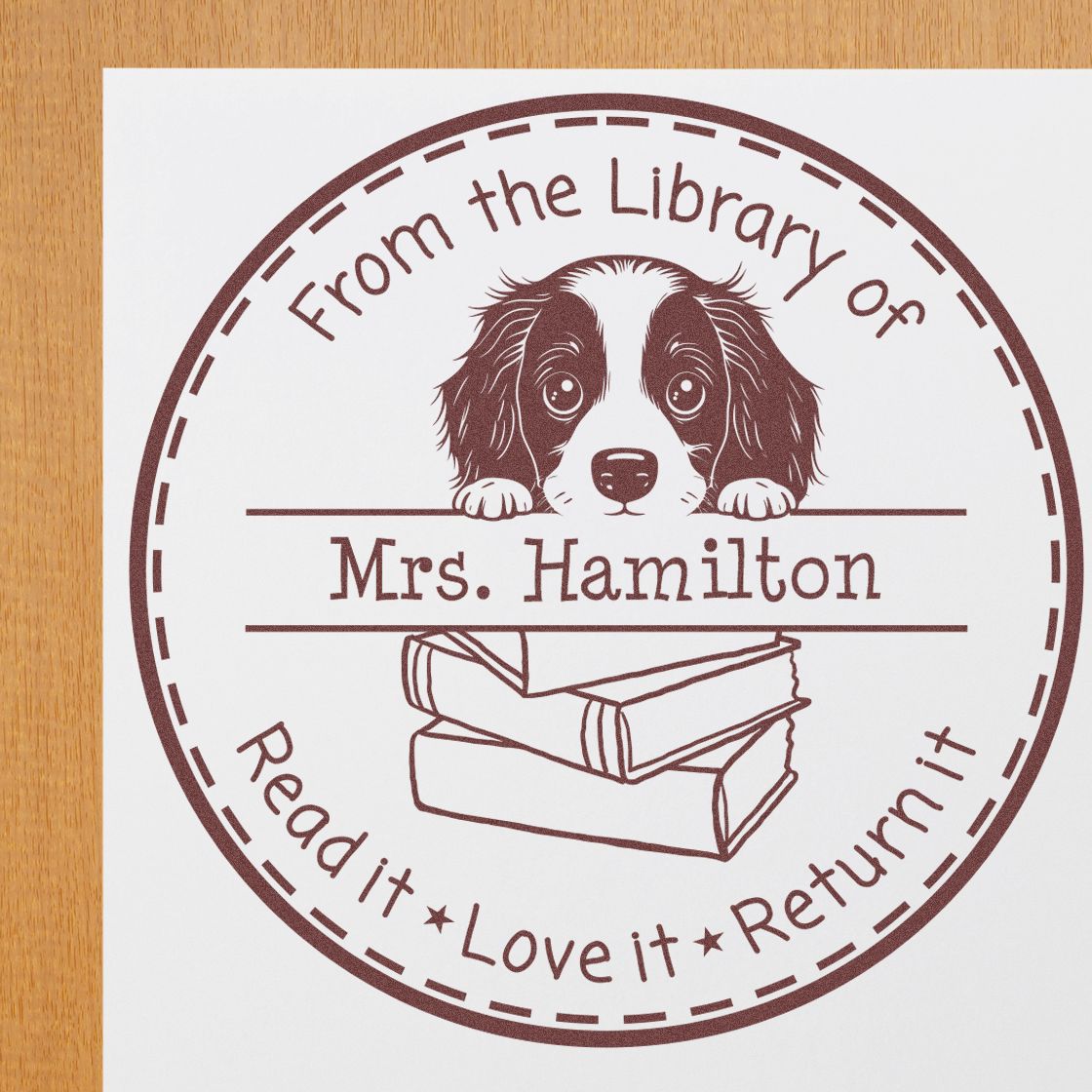 English Springer Spaniel Puppy Themed Book Return Stamper - Engineer Seal Stamps