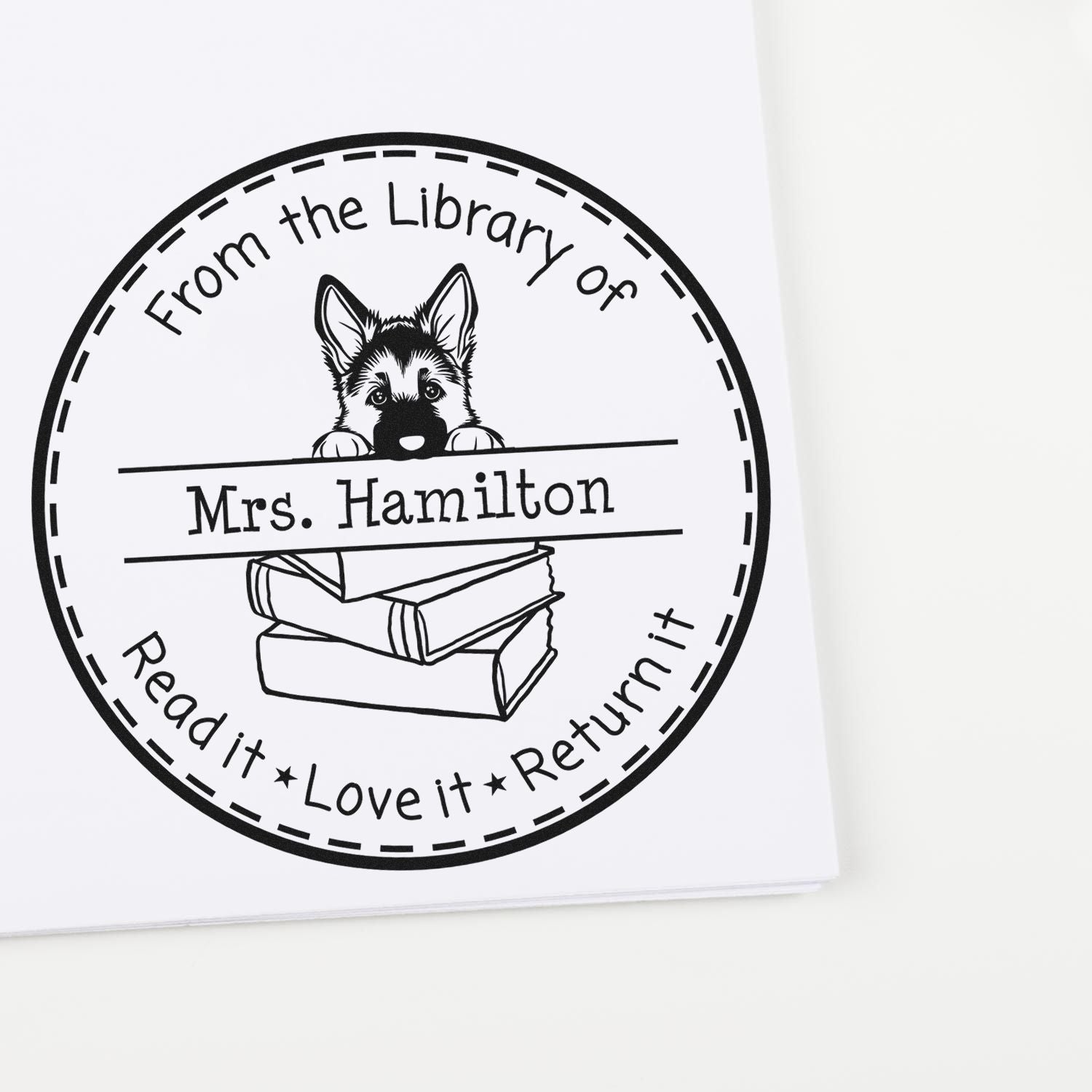 Adorable German Shepherd Custom Classroom Leader Stamper - Engineer Seal Stamps