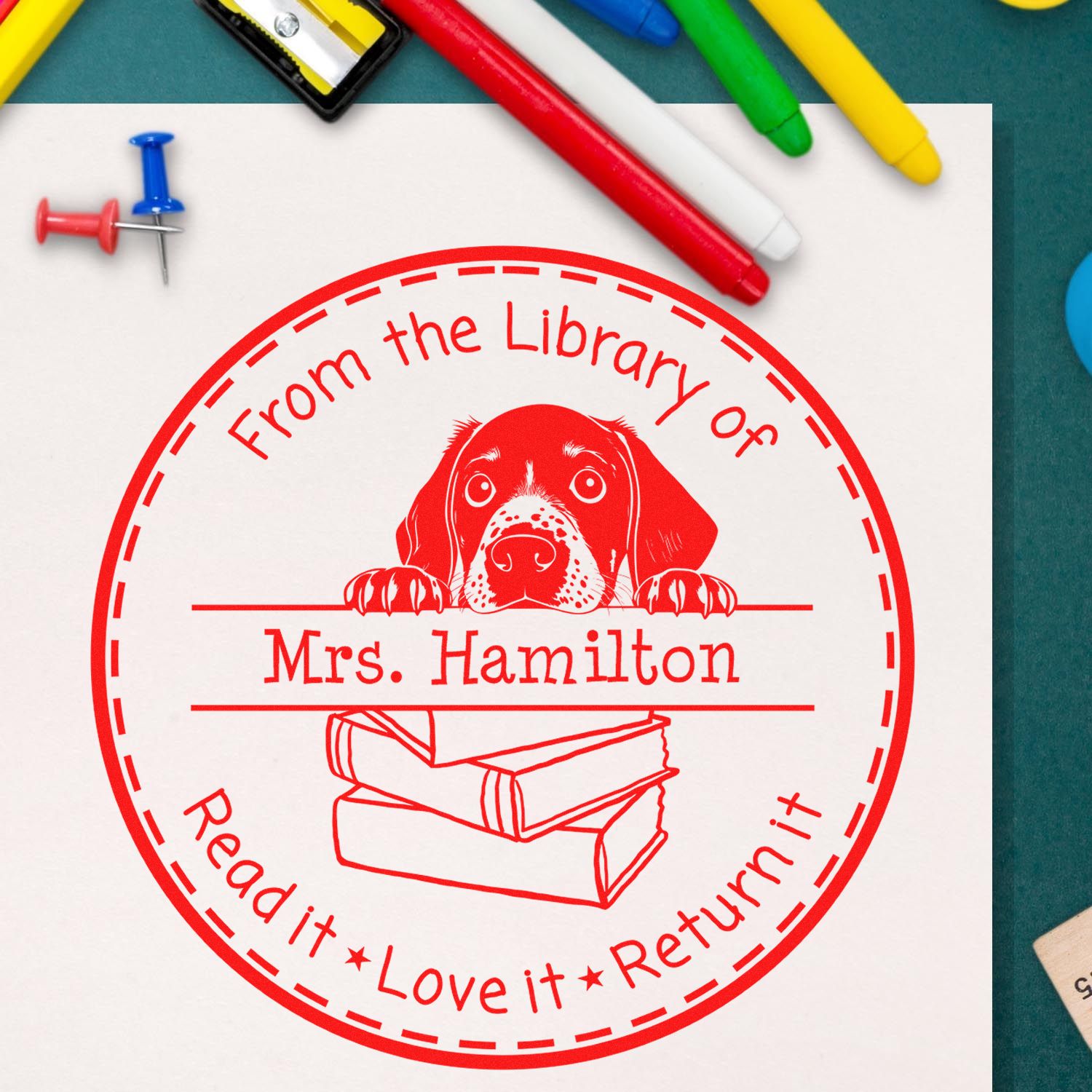 Adorable German Shorthaired Pointer Custom Classroom Leader Stamp - Engineer Seal Stamps