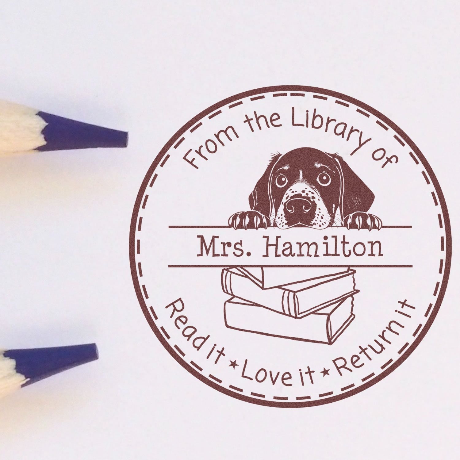 German Shorthaired Pointer Puppy Themed Book Lover In Charge Stamp - Engineer Seal Stamps