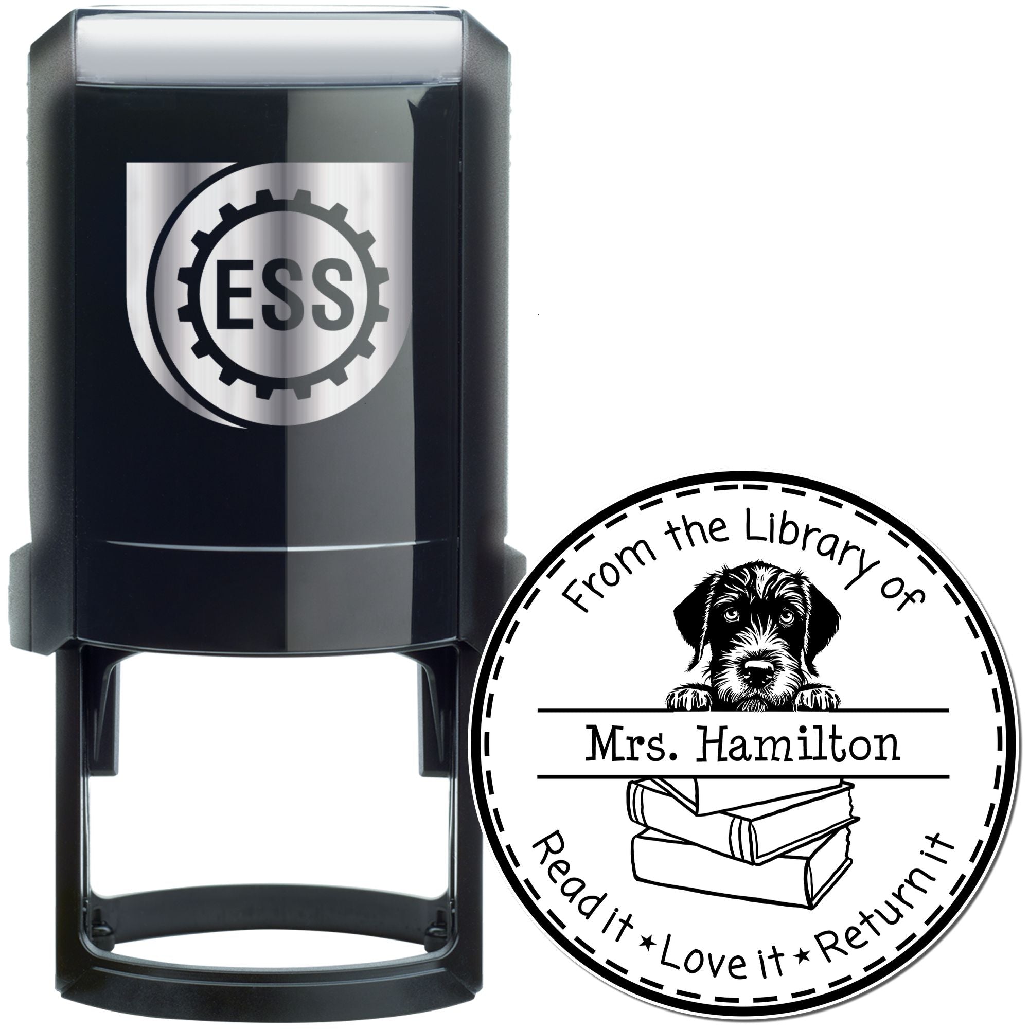 Cute Self-Inking German Wirehaired Pointer Customizable Chalk Dust Warrior Stamper - Engineer Seal Stamps