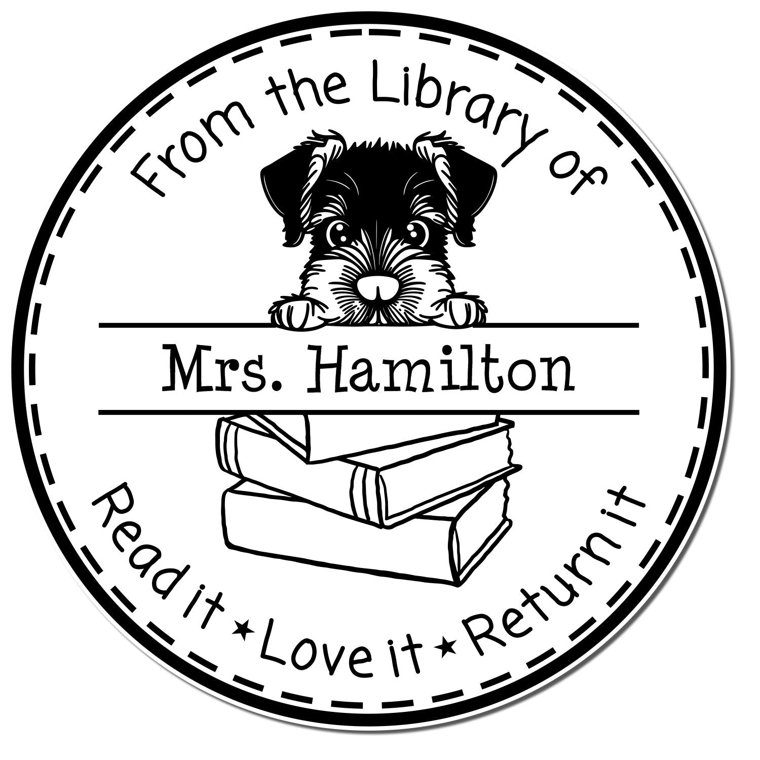 Cute Self-Inking Giant Schnauzer Customizable Chalk Dust Warrior Stamp - Engineer Seal Stamps