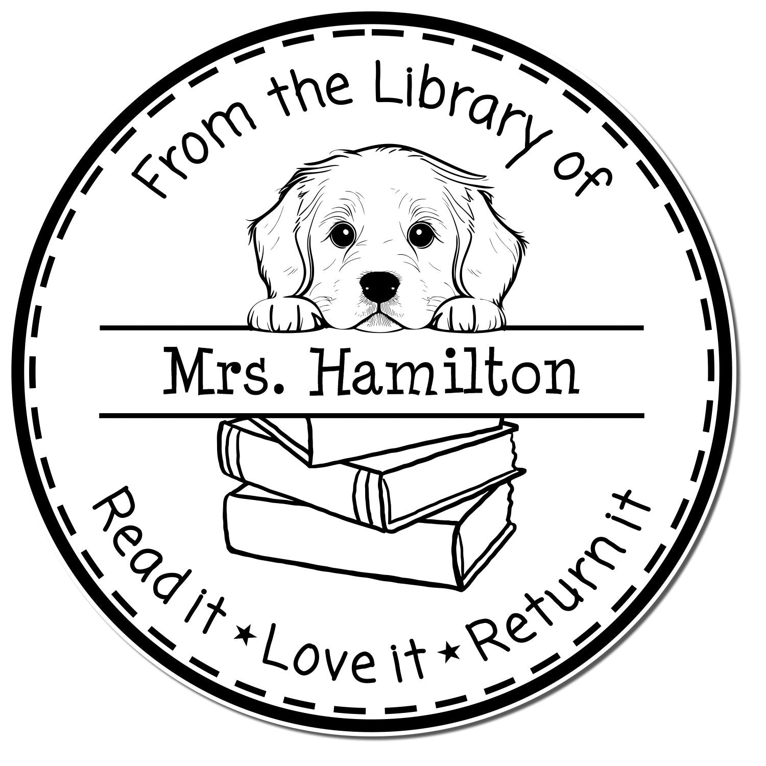 Golden Retriever Puppy Themed Book Collection Stamper - Engineer Seal Stamps